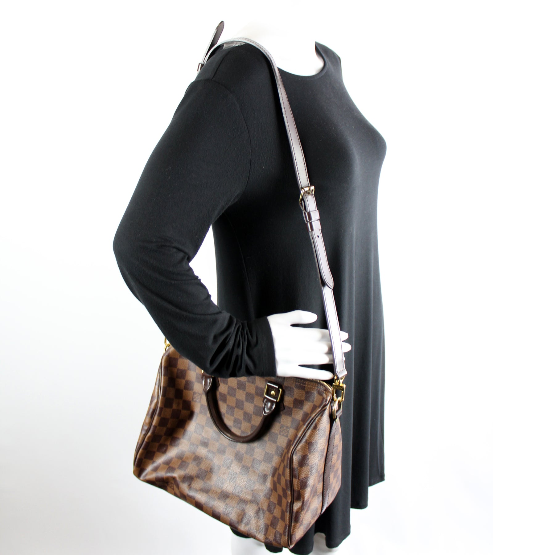 Speedy 35 Bandouliere Damier Ebene – Keeks Designer Handbags