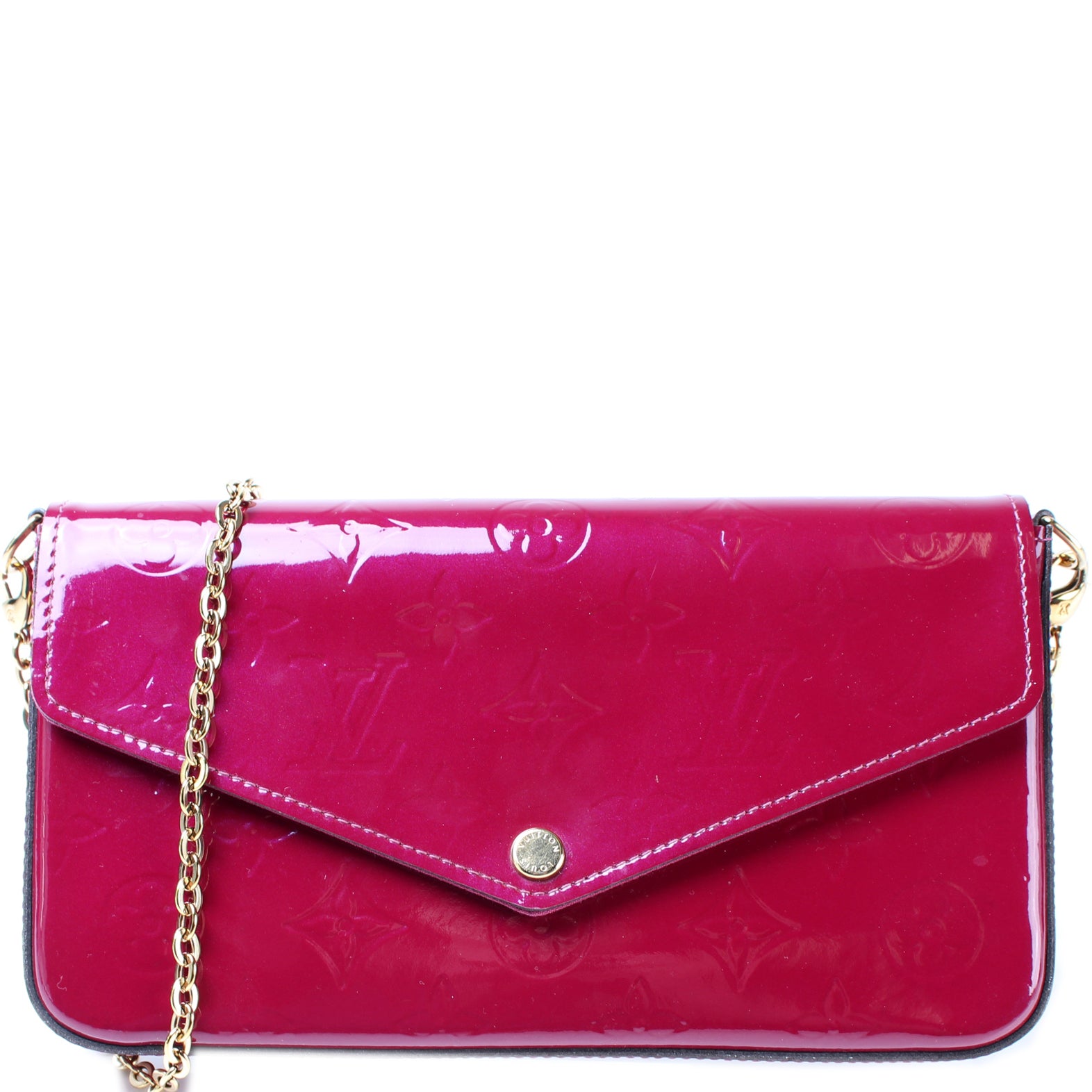 Louis Vuitton Vernis Felicie Chain Wallet Hot Pink