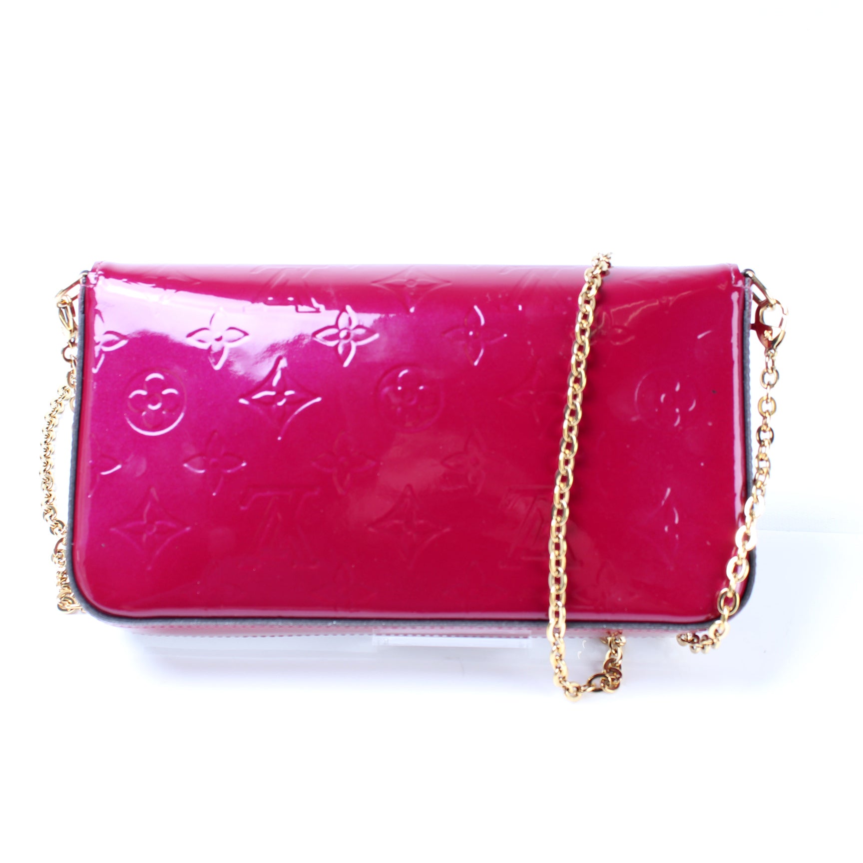 Authentic Louis Vuitton purple Vernis Sarah Chain wallet, Luxury