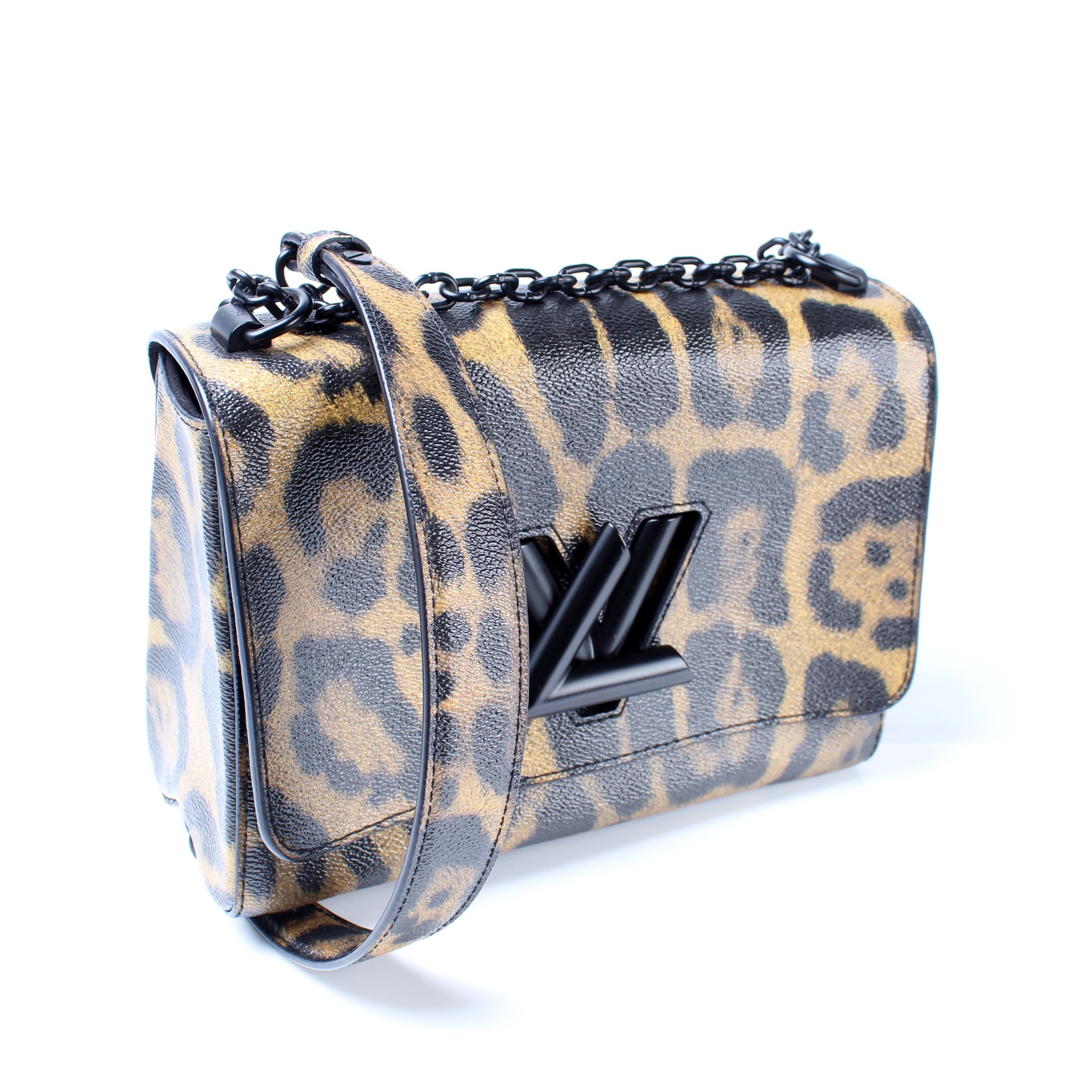 Louis Vuitton Twist Chain Wallet Leopard Wild Printed Leather and