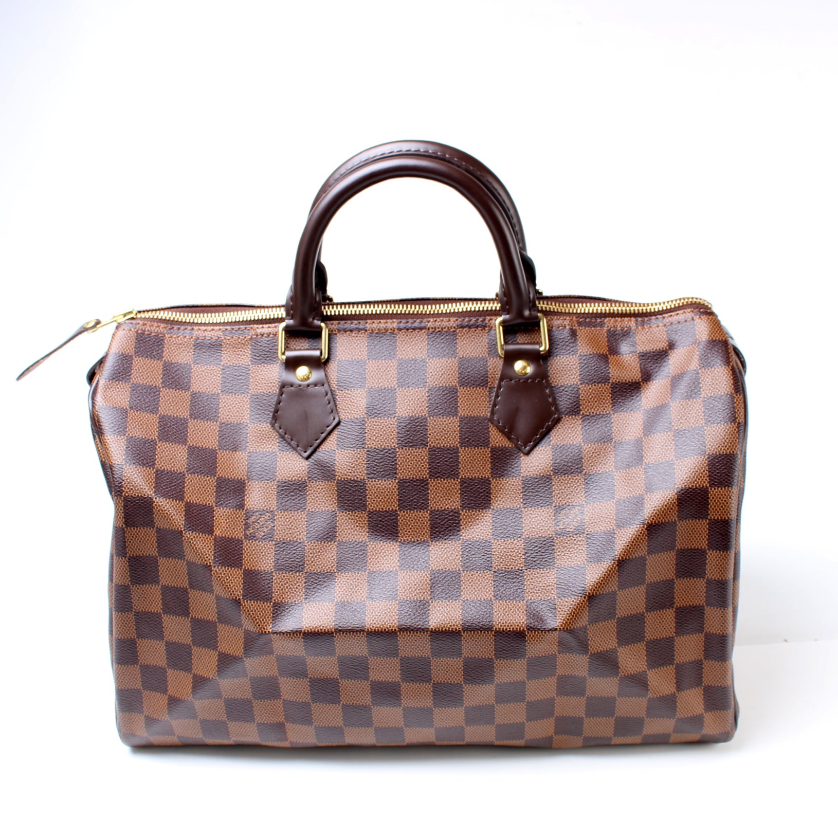Louis Vuitton Speedy 35 Damier Ebene Leather Brown Handbag