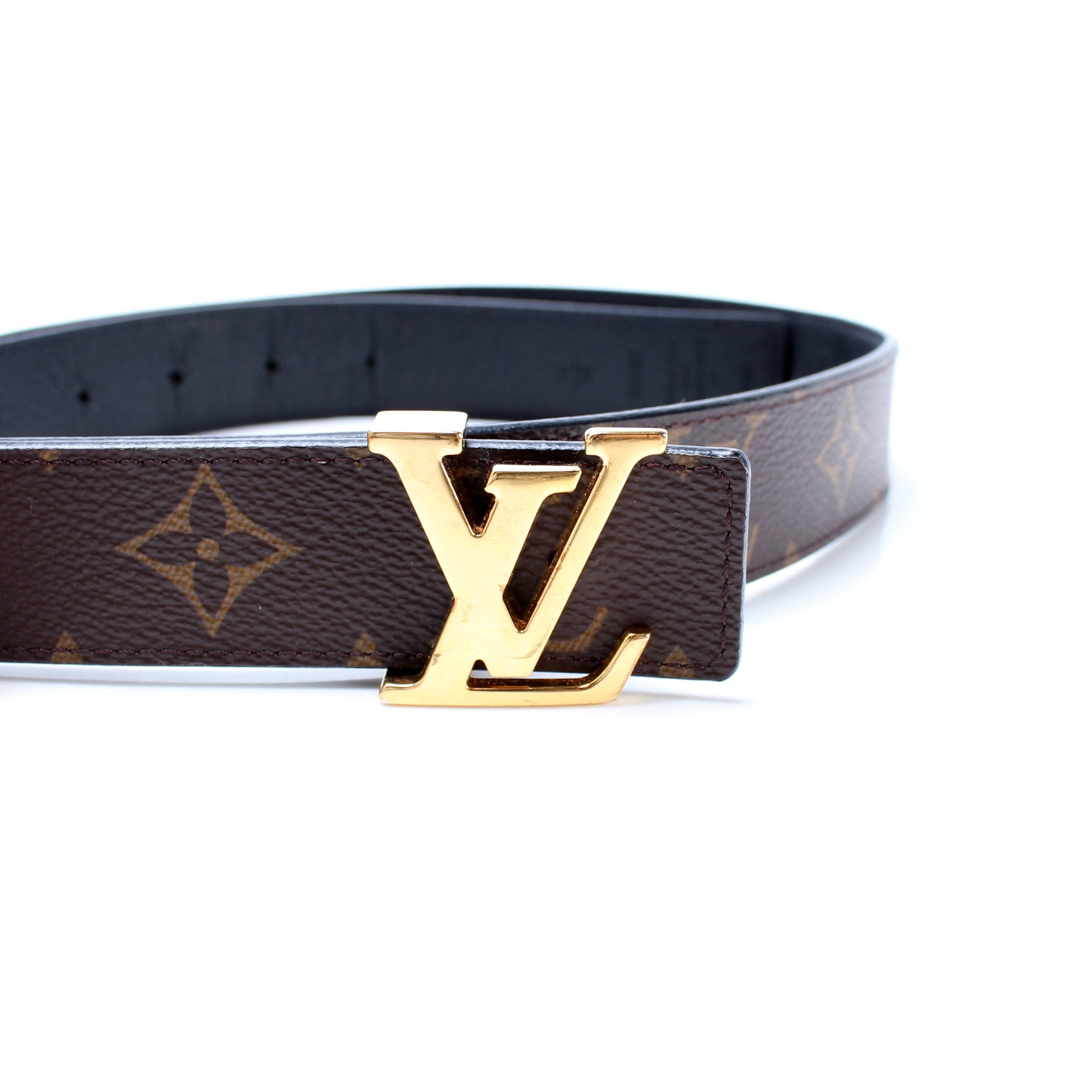 LV Initiales Black Leather Belt 85 / 30