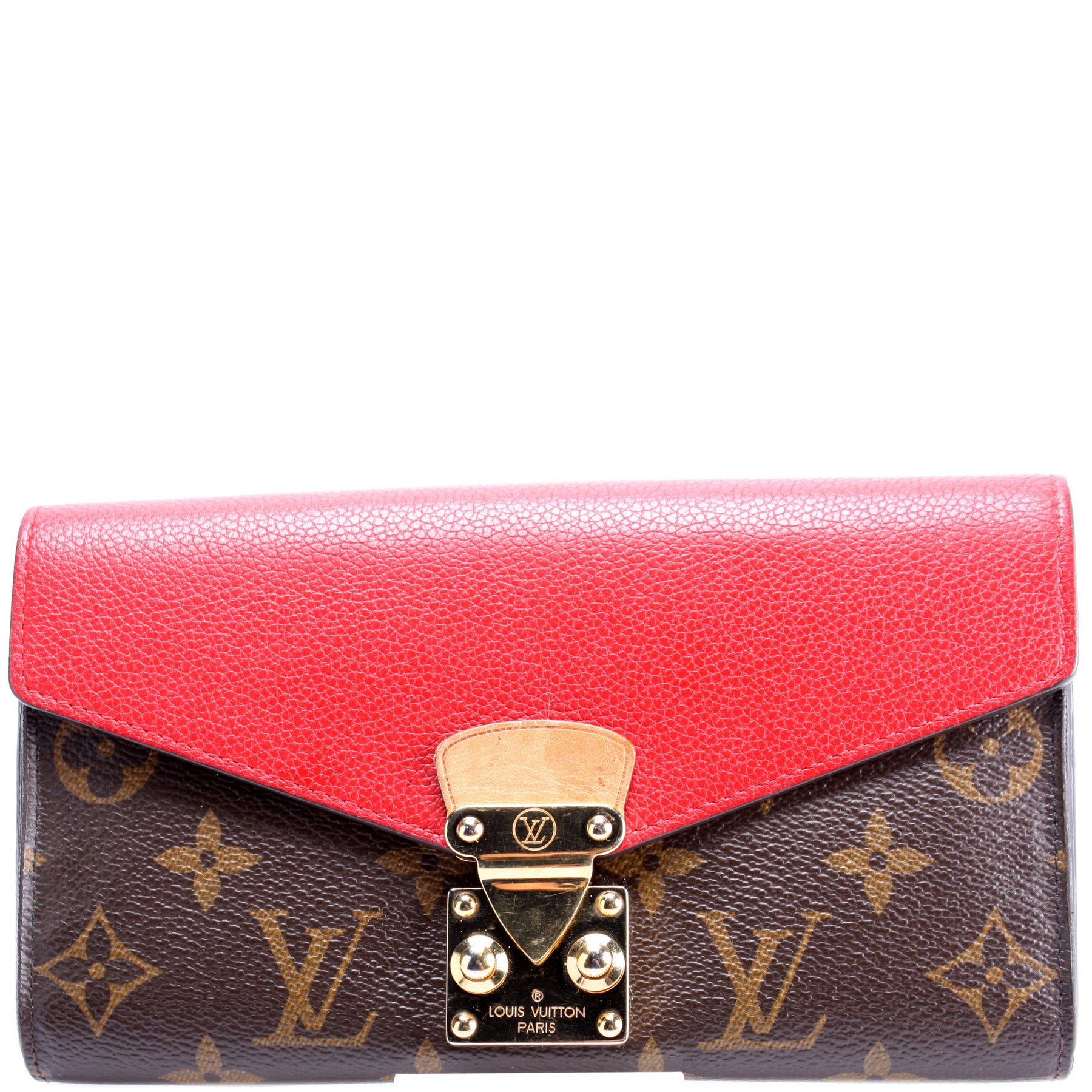 Louis Vuitton, Bags, Louis Vuitton Red Brown Pallas Monogram Wallet