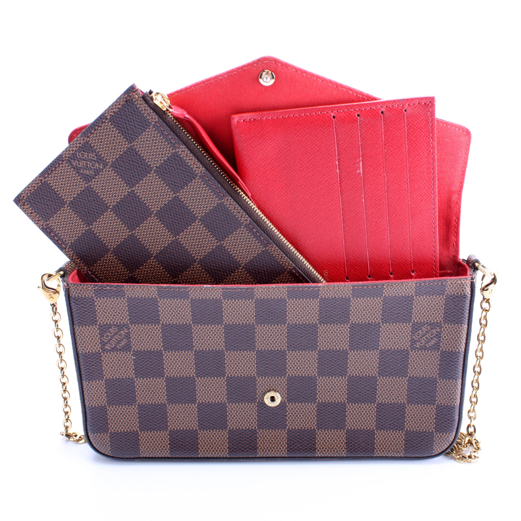 Pochette Felicie Damier Ebene Patches – Keeks Designer Handbags