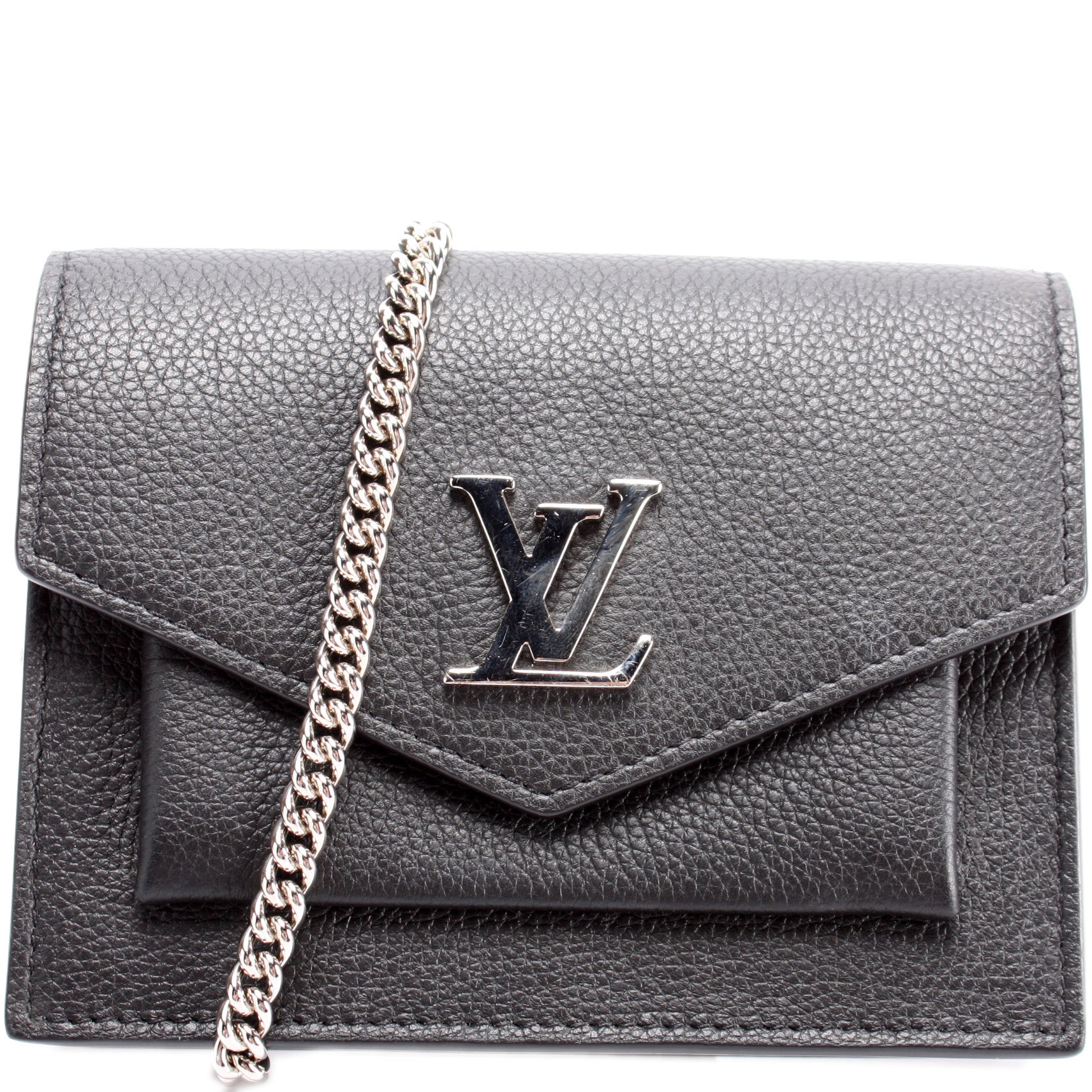 LOUIS VUITTON Mylockme Compact Leather Wallet Black