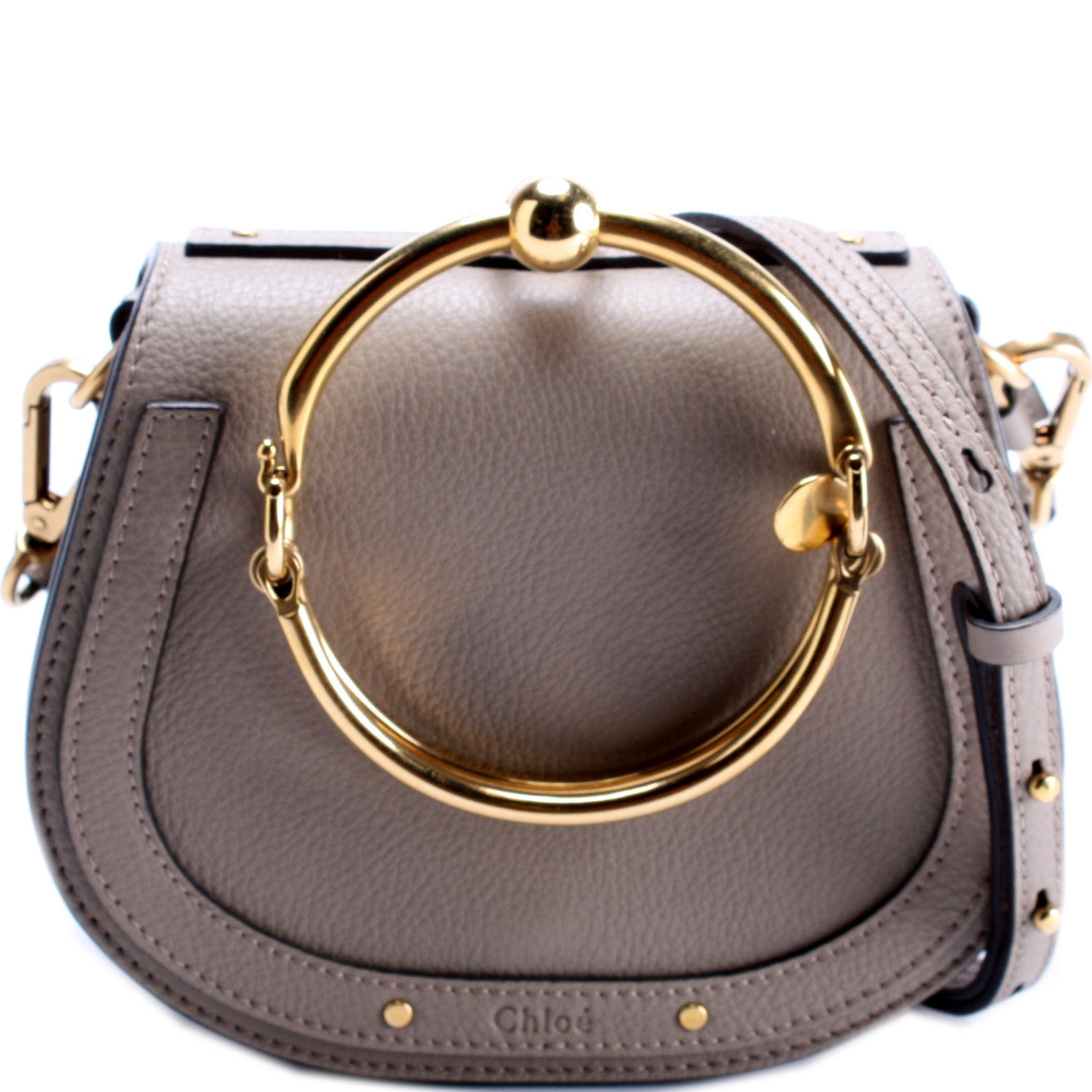 Chloe Grey Leather/Suede Small Nile Bracelet Bag