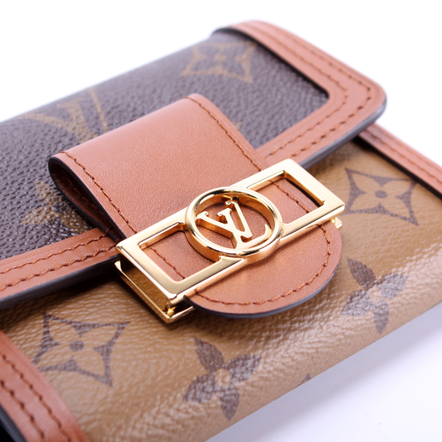 Louis Vuitton Monogram Dauphine Chain Wallet, Brown, Large