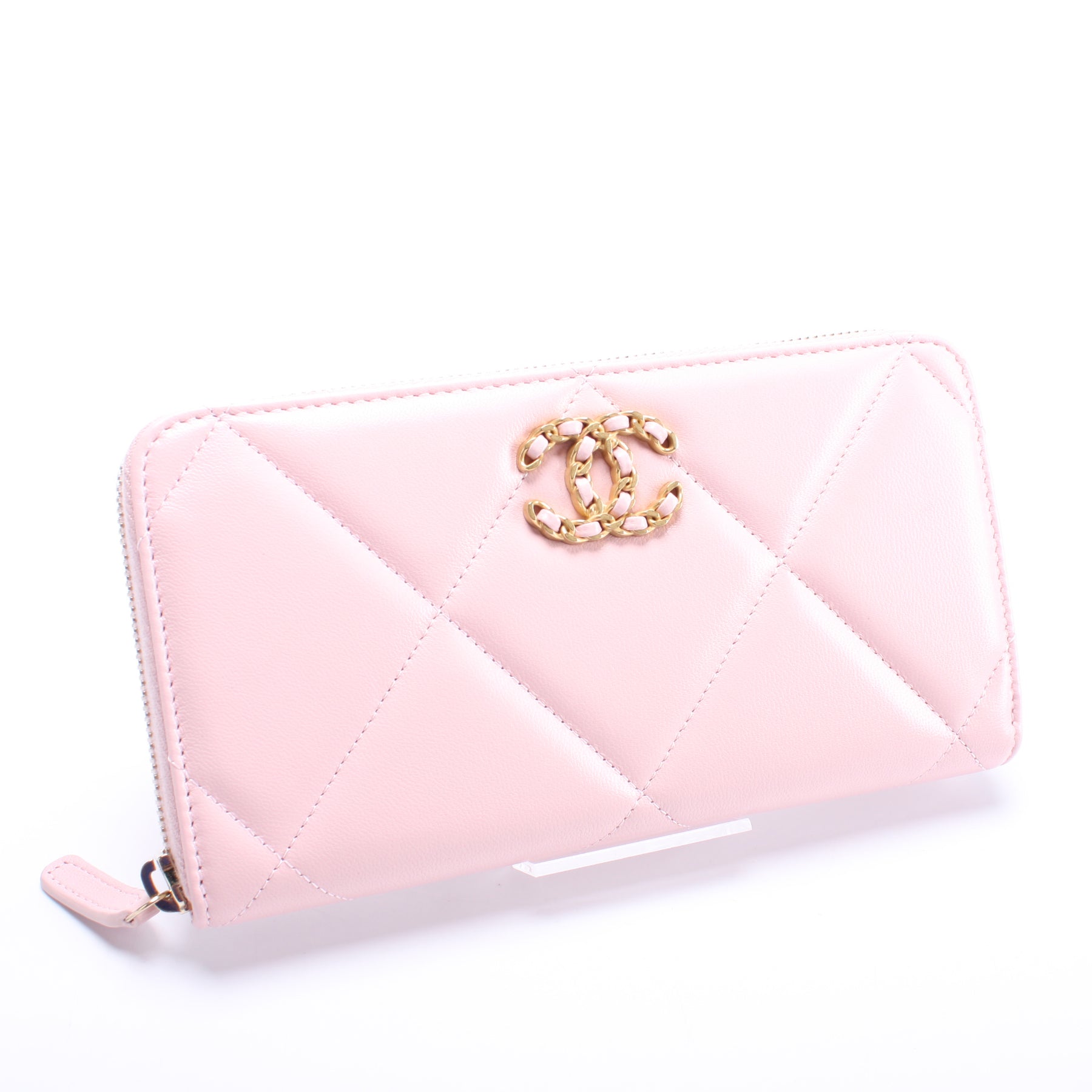 Pink Quilted Chanel 19 Coin Purse Wallet