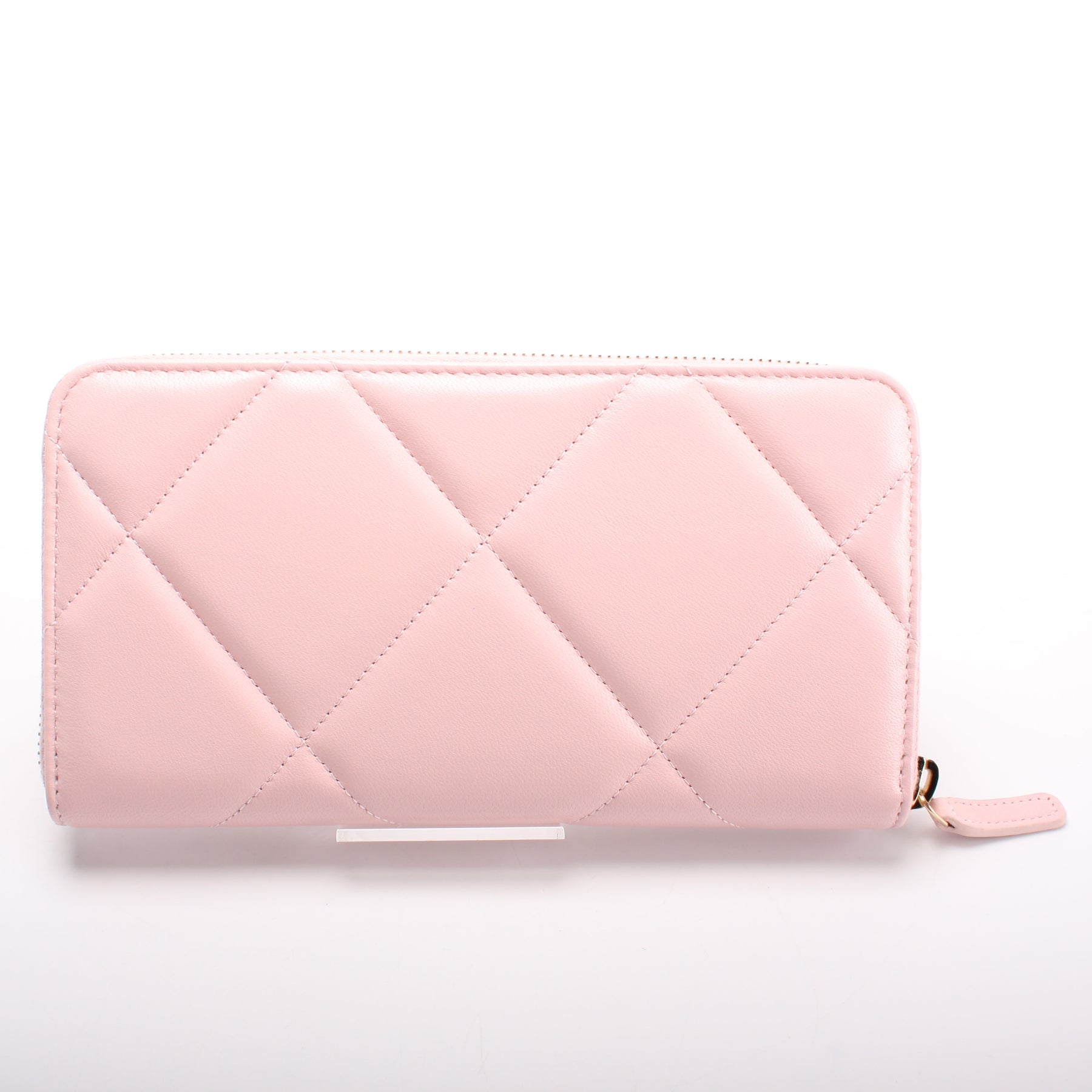 Chanel Pink Quilted Zip Wallet