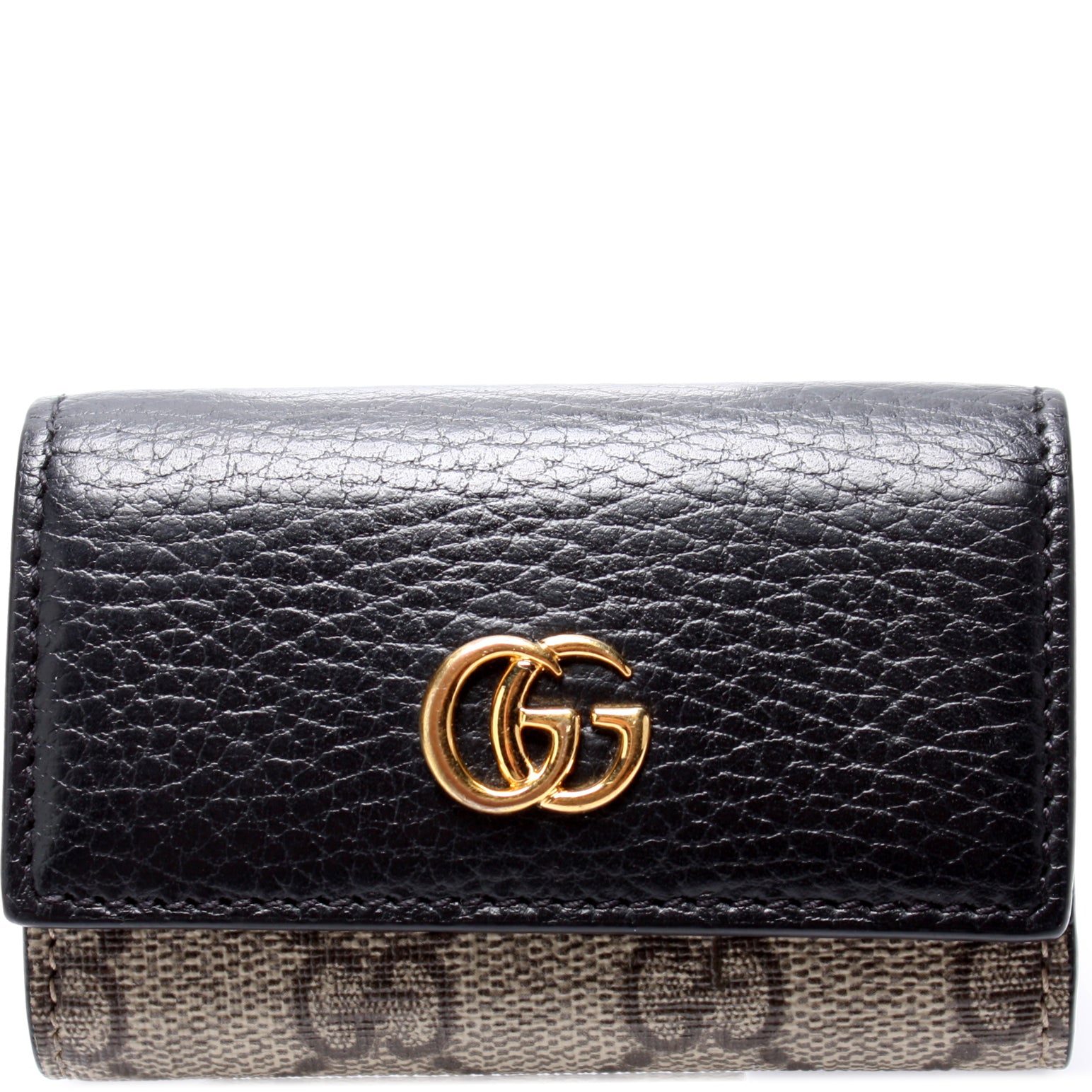 Black Leather GG Marmont Key Case