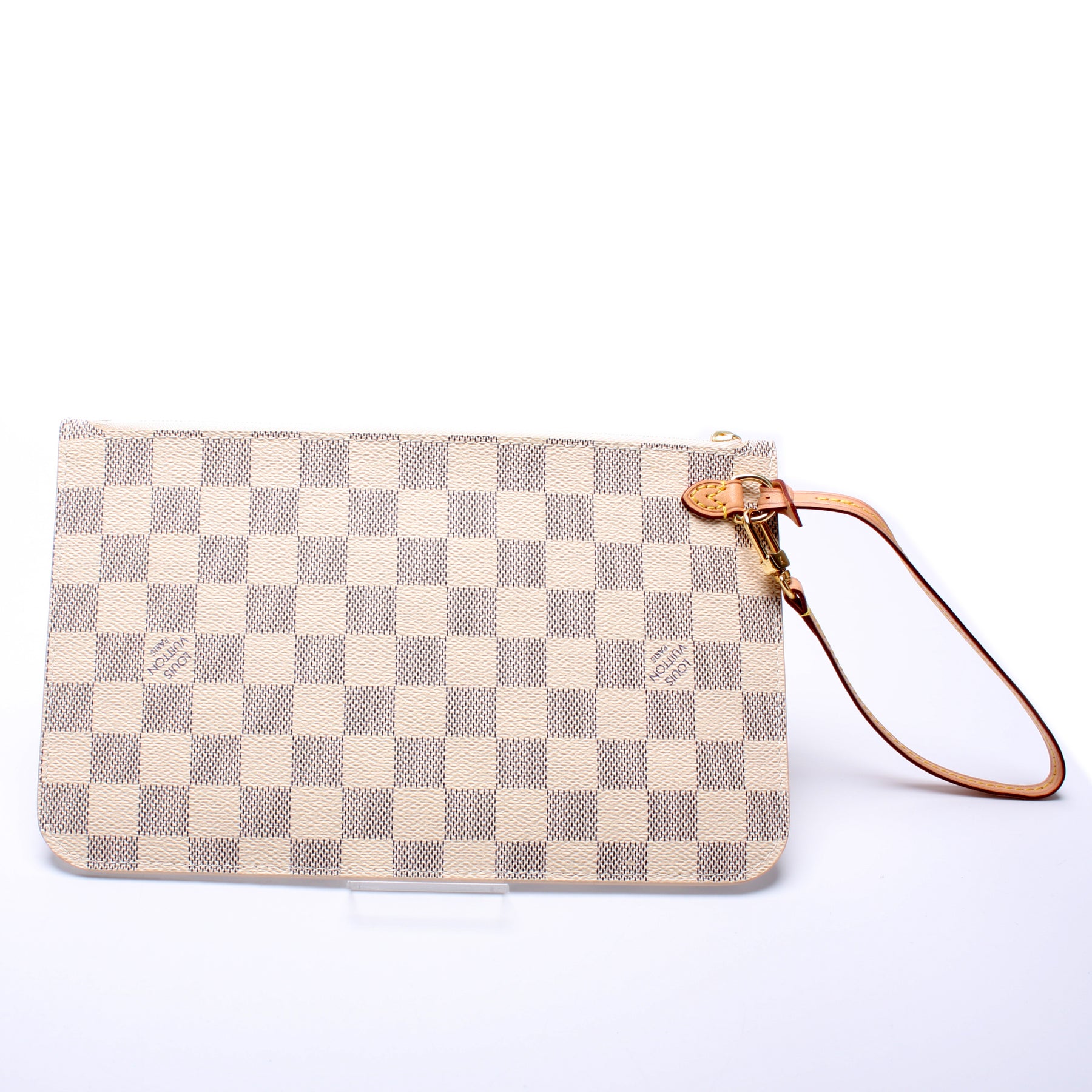 Louis Vuitton Neutrals, Pattern Print Damier Azur Neverfull Pochette L