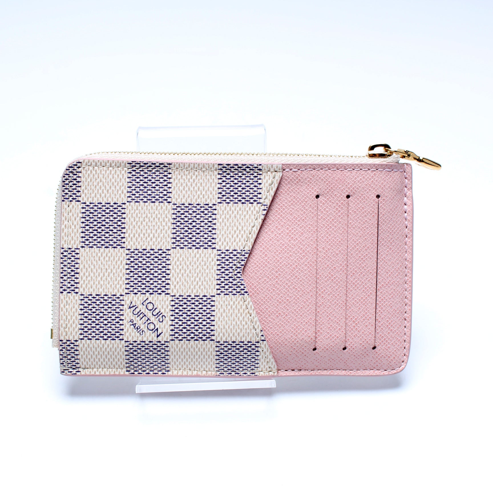 100% Authentic Louis Vuitton Ebene Pink Card Holder Wallet Recto
