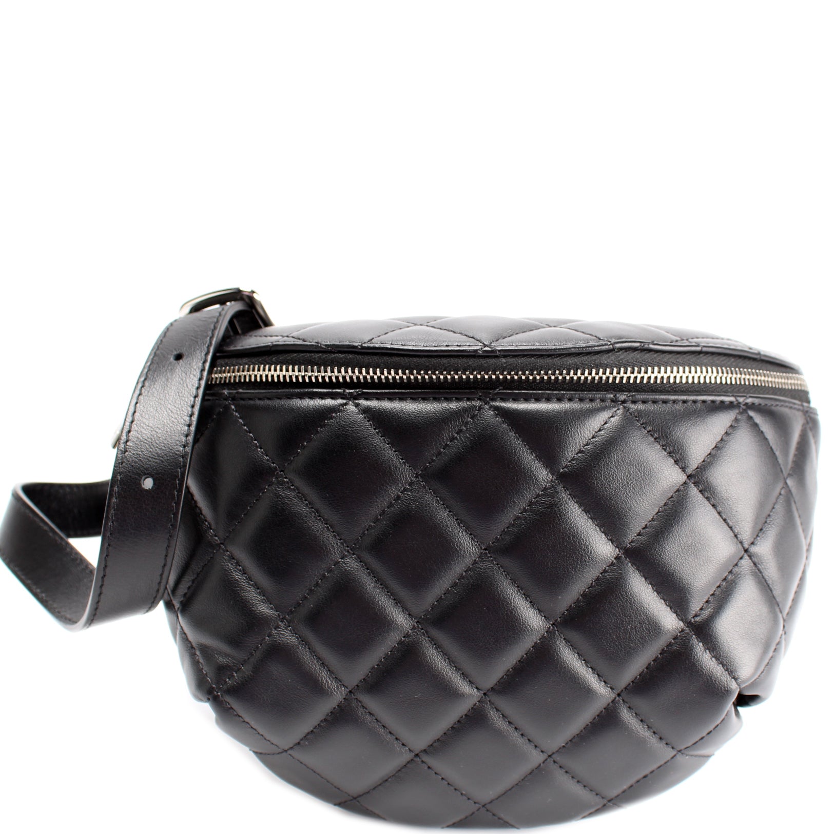 CHANEL, Bags, Chanel Black Leather Bumbag Quilted Uniform Cc Waist Bag  Crossbody Authentic New