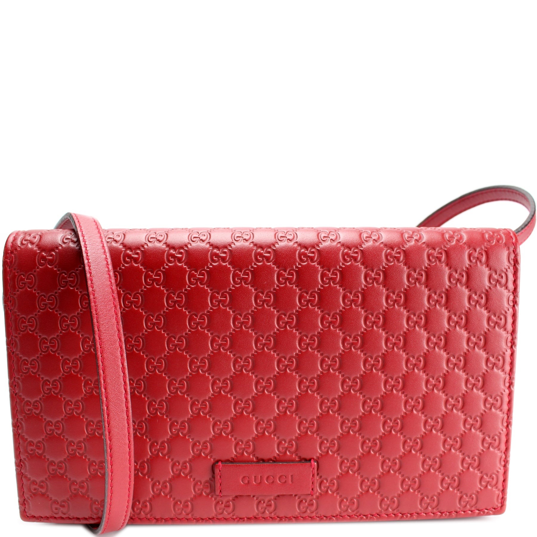 GUCCI Micro GG Guccissima Leather Crossbody Wallet Pink 466507