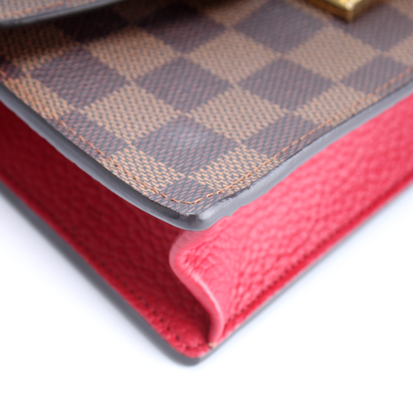 N60288 Louis Vuitton Damier Ebene Croisette Chain Wallet-Red