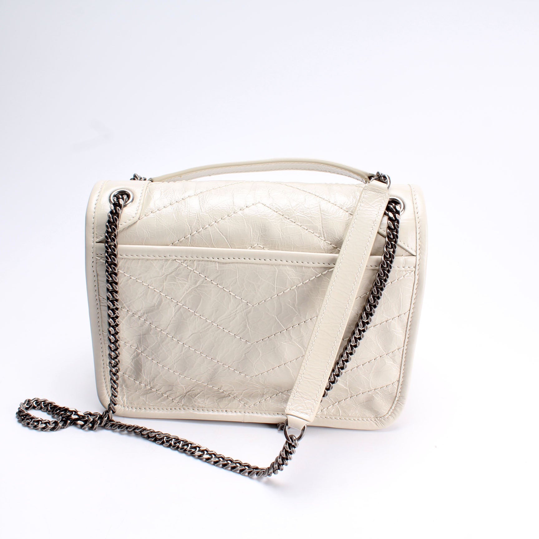 White Niki Baby crinkled-leather cross-body bag