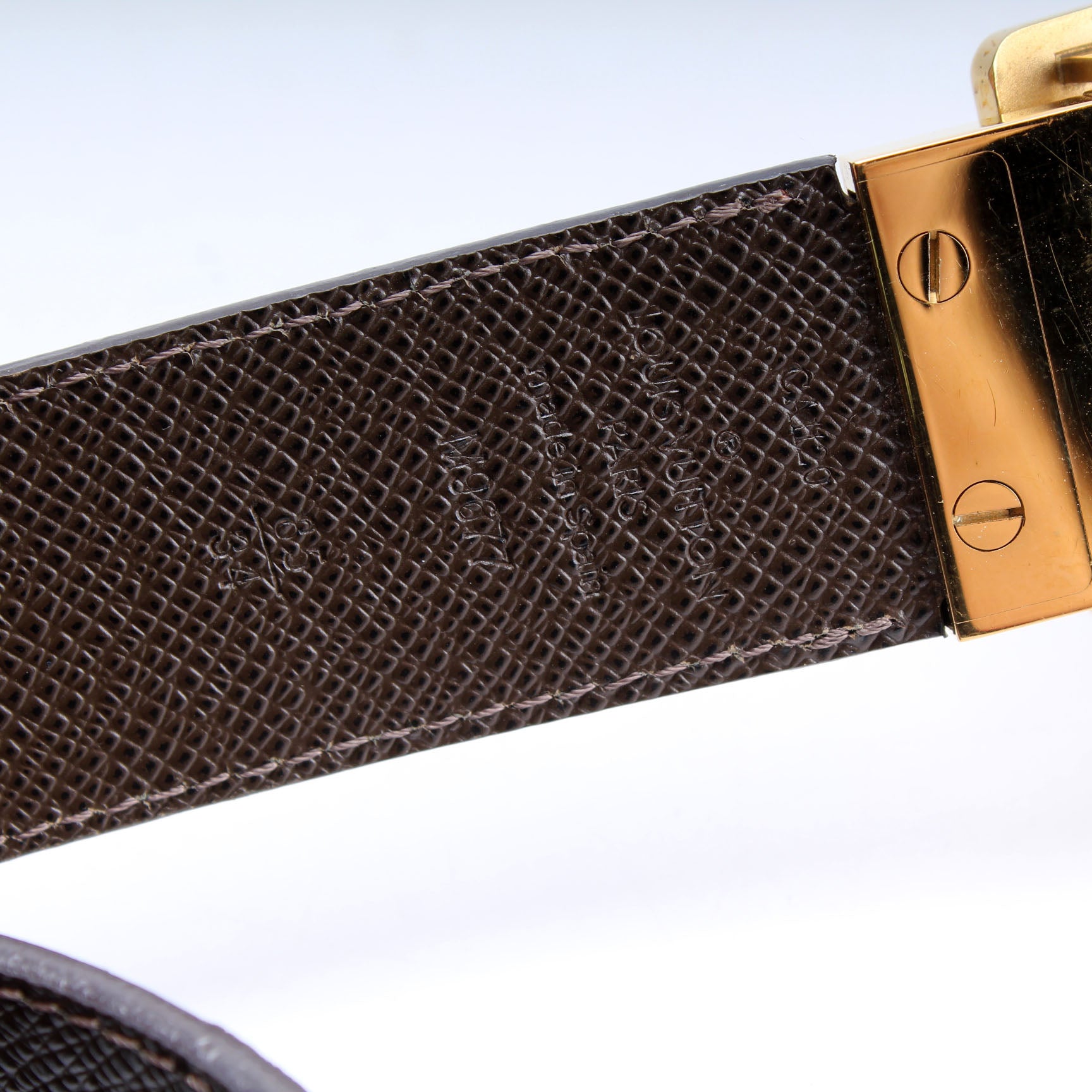 Louis Vuitton Vintage - Damier Ebene Inventeur Belt - Brown Gold
