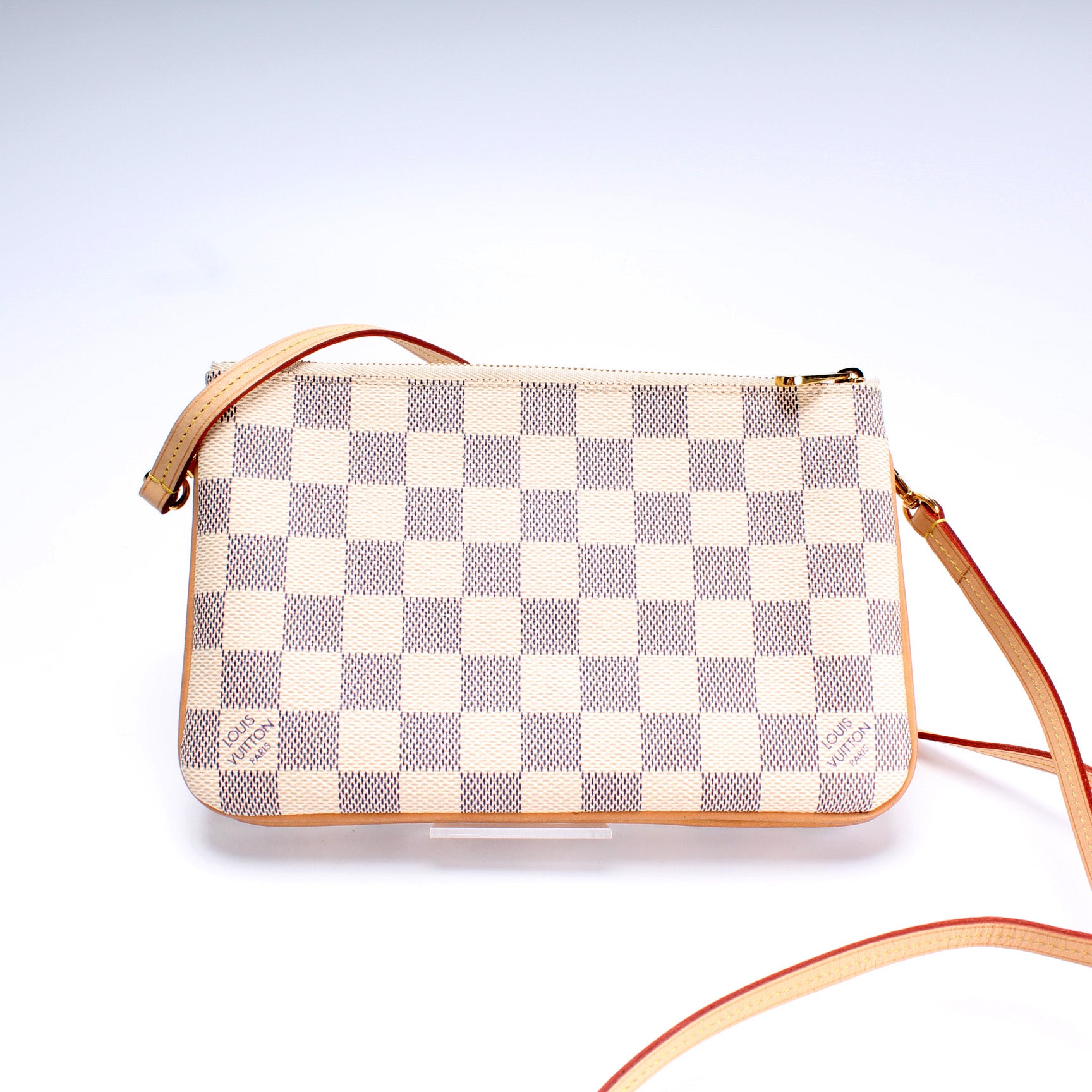 Double Zip Pochette Damier Azur – Keeks Designer Handbags