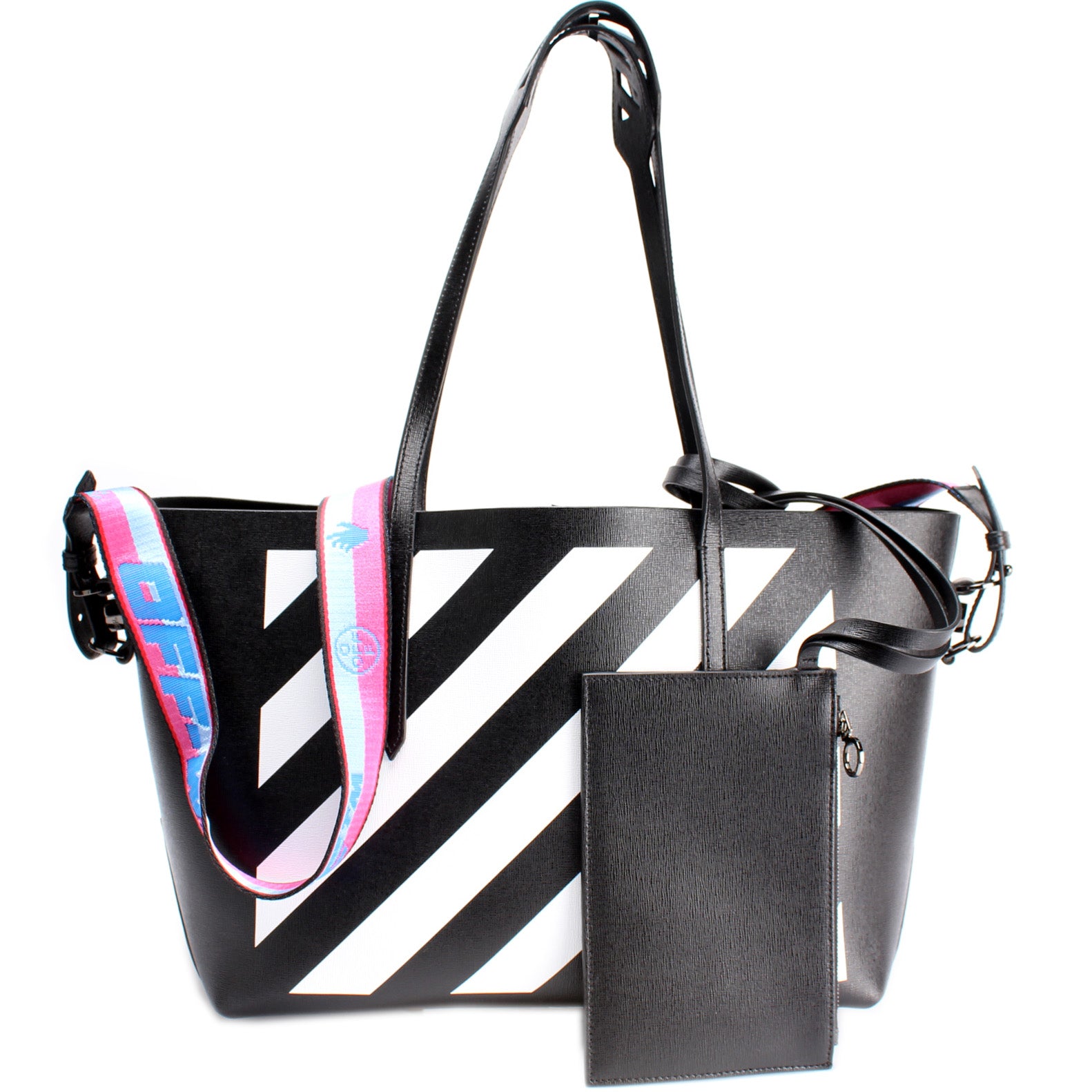 Off-white Diagonal Striped Satchel Bag In Rosa
