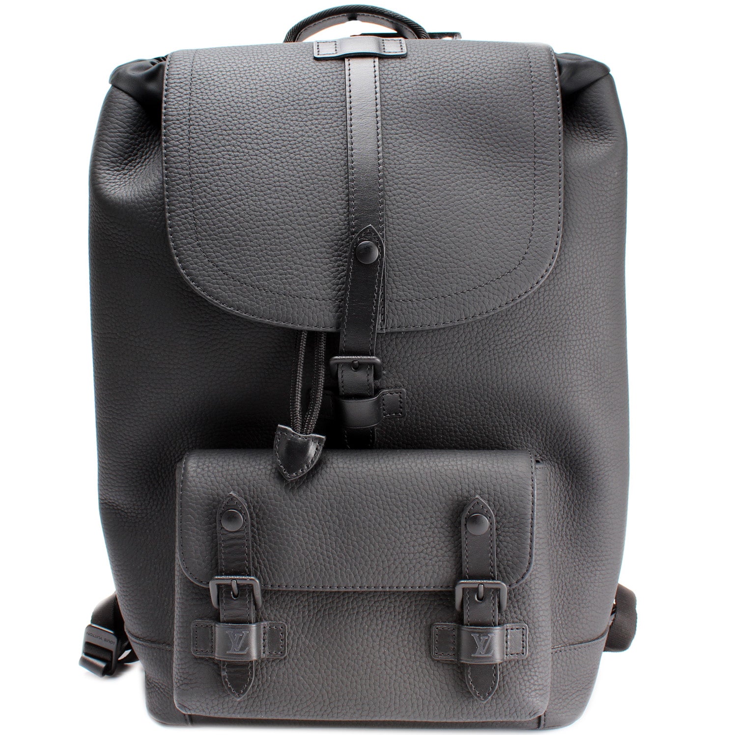 Louis Vuitton Christopher Slim Backpack Black Taurillon Leather