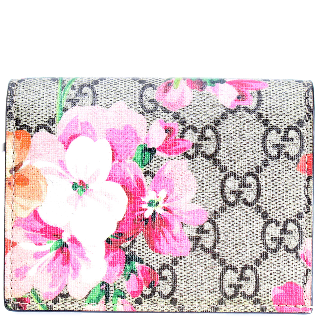 GUCCI GG Blooms Pouch Pink Monogram Coated Canvas Clutch w/Box