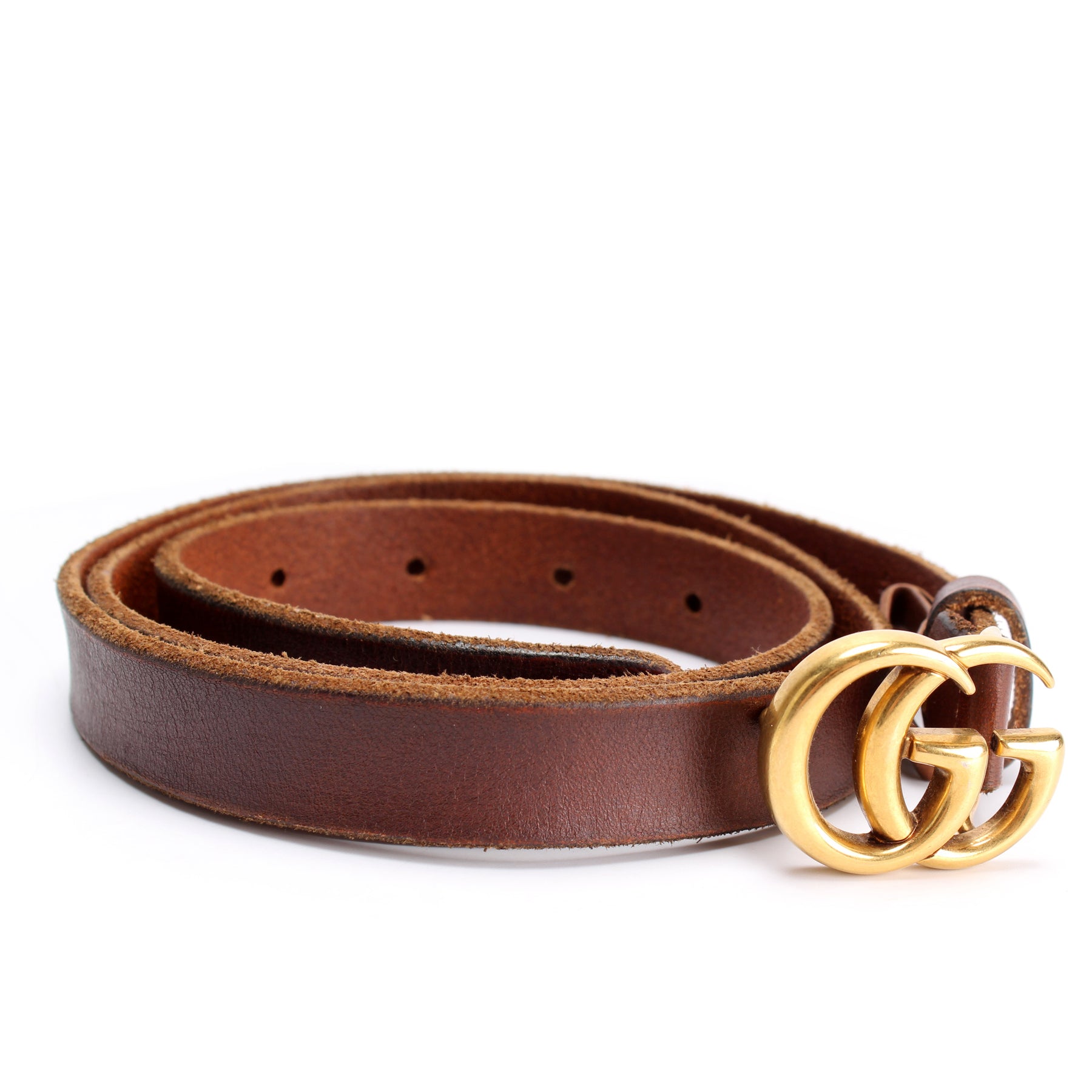 Gucci Leather GG Marmont Slim Belt - Size 34 / 85 (SHF-X1xq8P