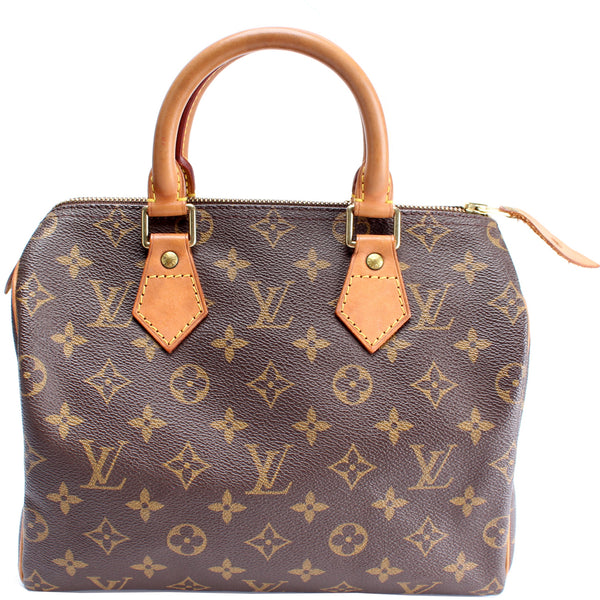 Louis Vuitton Monogram LV SPEEDY 25 Handbag Browns Canvas Bag - FAIR to  GOOD