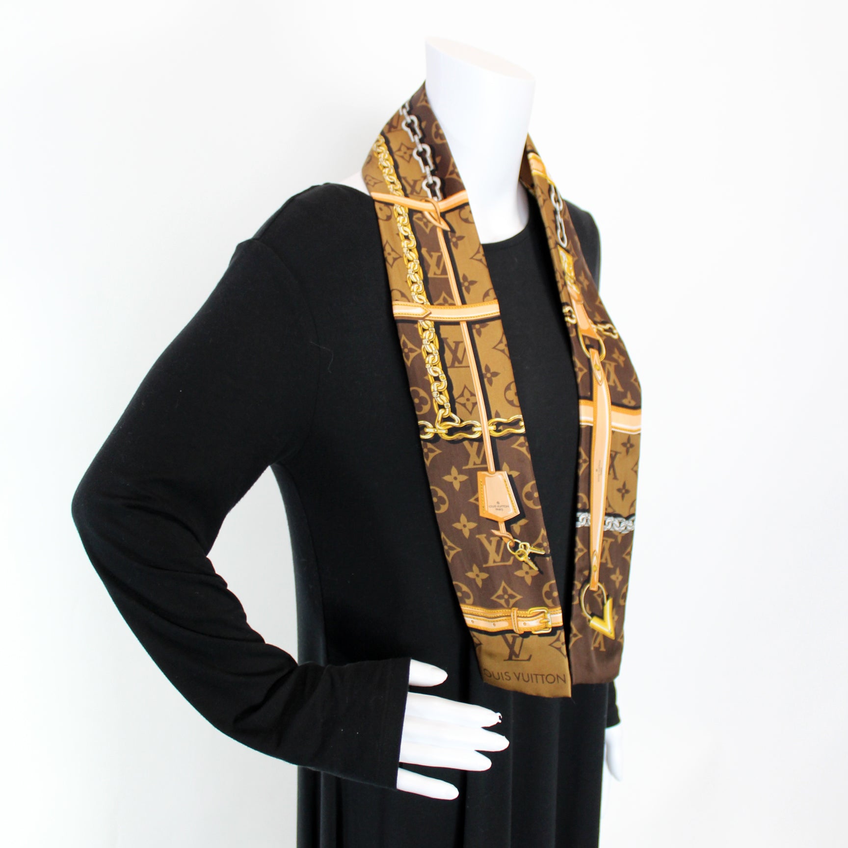 Louis Vuitton Brown Silk Confidential Bandeau Scarf