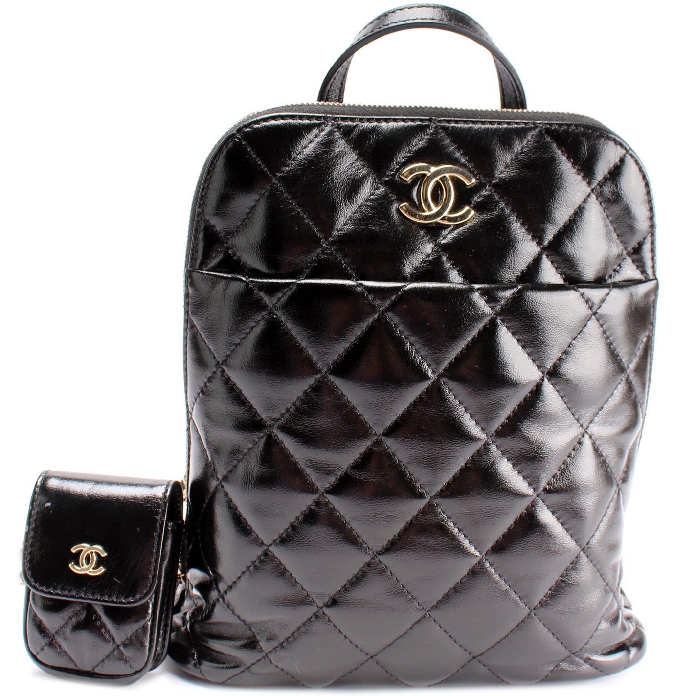 Chanel 24C mini backpack / crossbody bag caviar black LGHW (microchip)