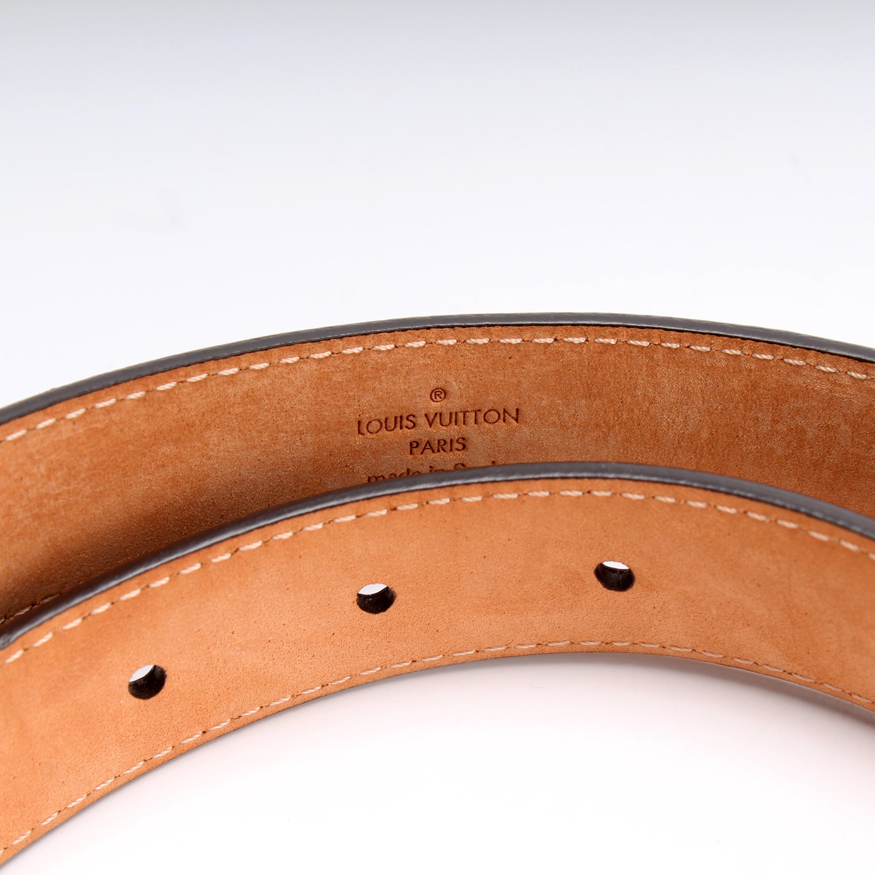 Louis Vuitton Brown Monogram & Orange 'LV Initiales' Belt