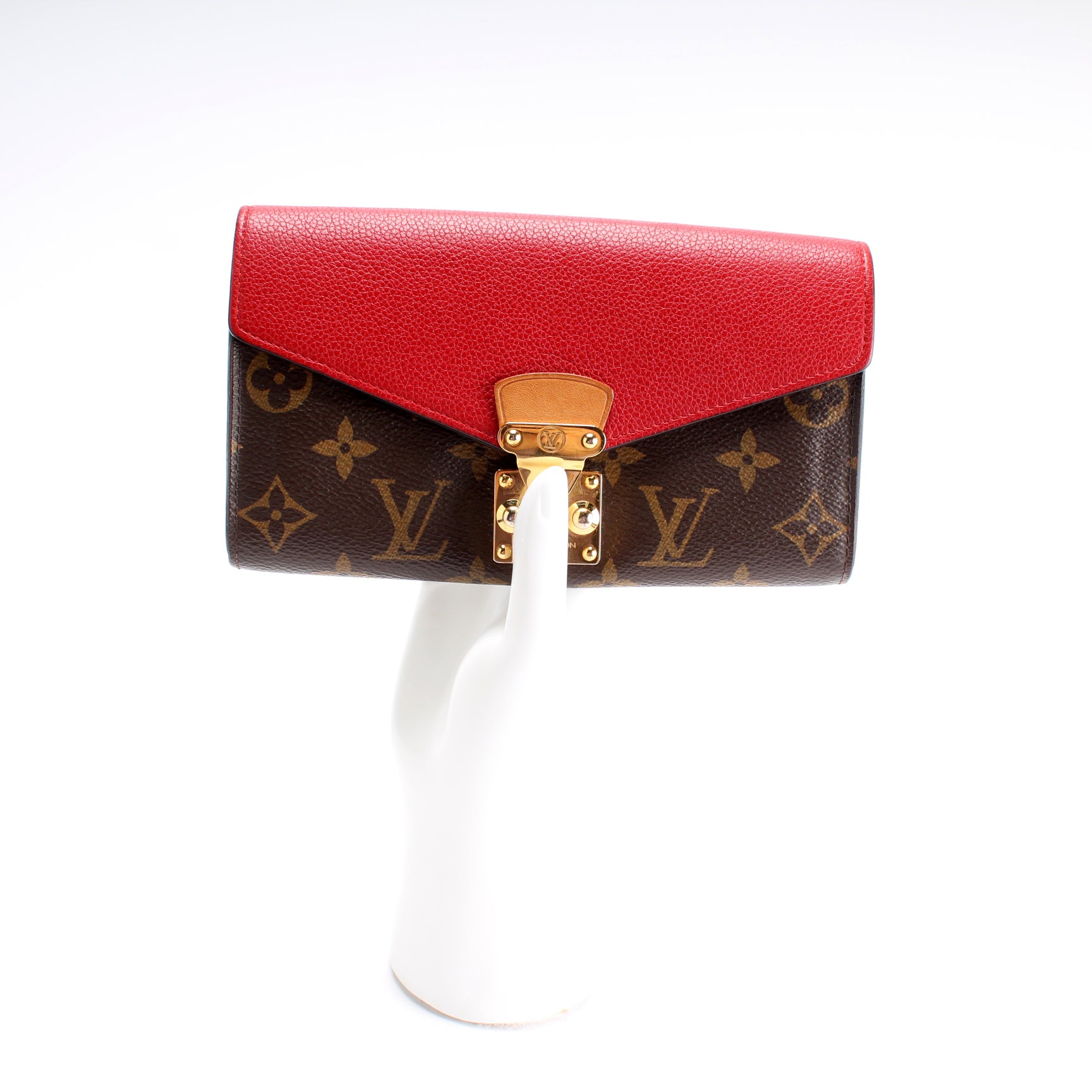 🔥NEW LOUIS VUITTON Pallas Wallet Long Monogram Cerry Red Leather