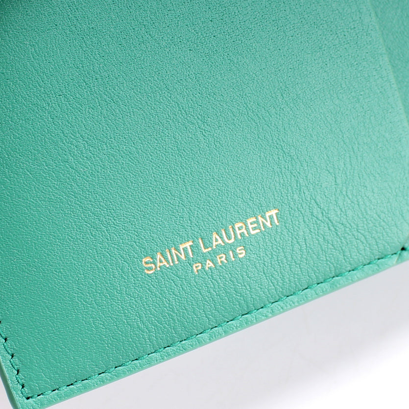 Saint Laurent Puffer Green Canvas Clutch and Card Holder 650880