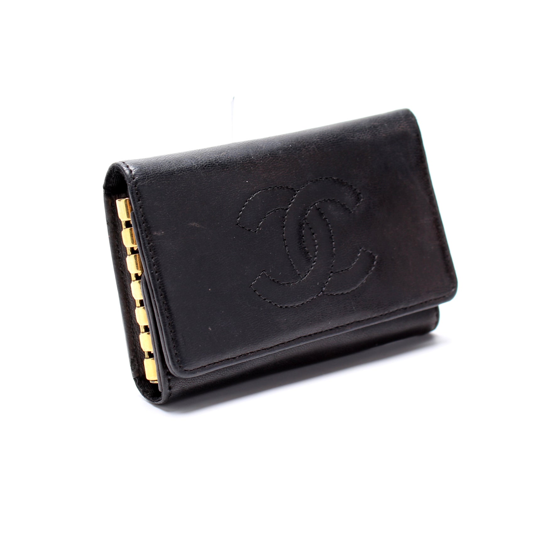 CHANEL Lambskin Quilted 4 Key Holder Black 1287279