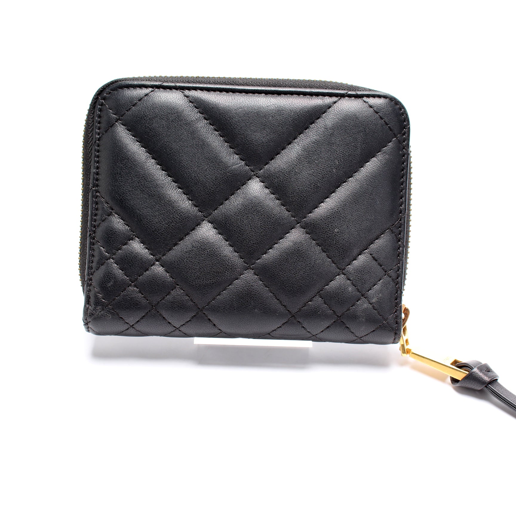 Chanel Caviar Quilted Zip Around Coin Purse Wallet Grey