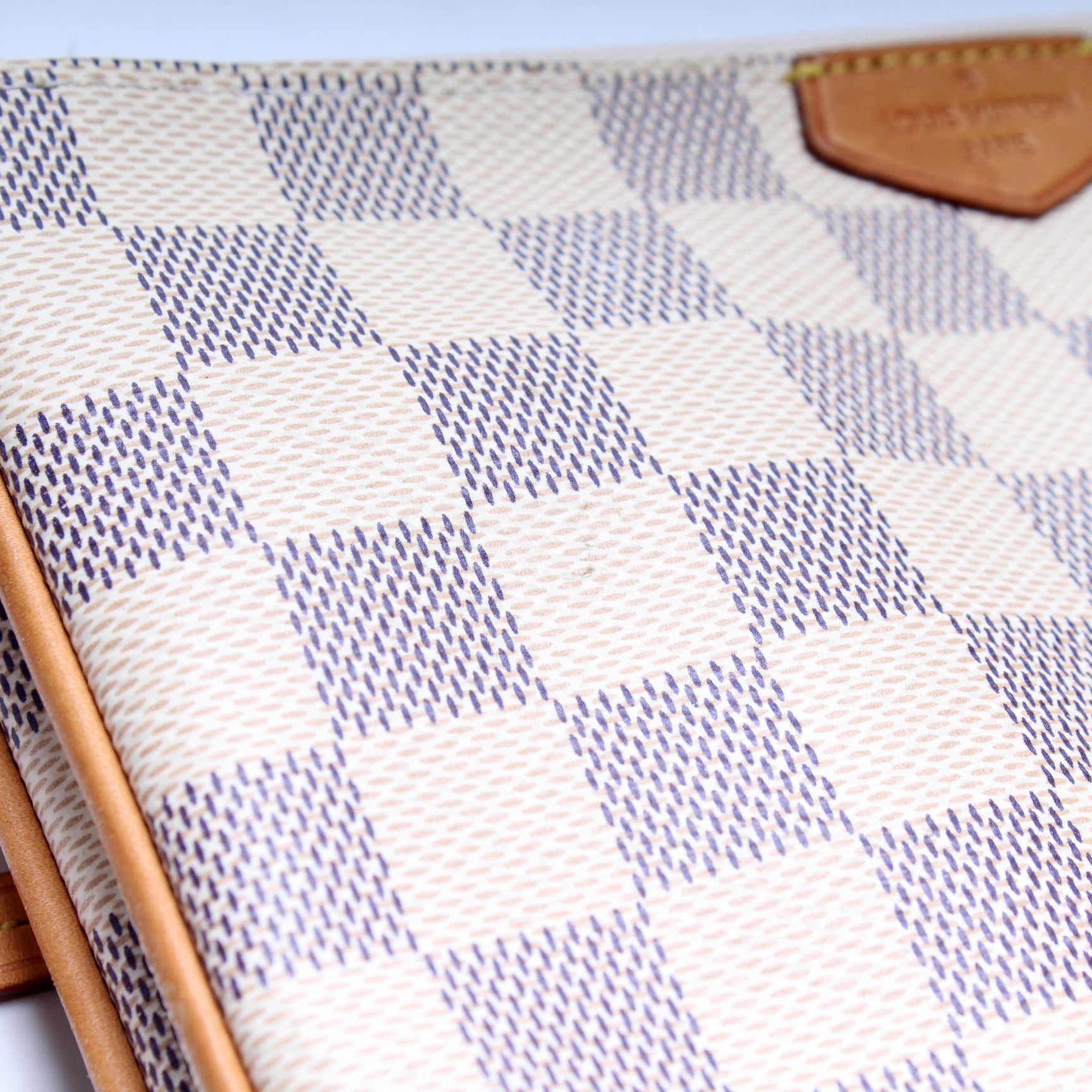Louis Vuitton Neutrals, Pattern Print Damier Azur Double Zip Pochette L