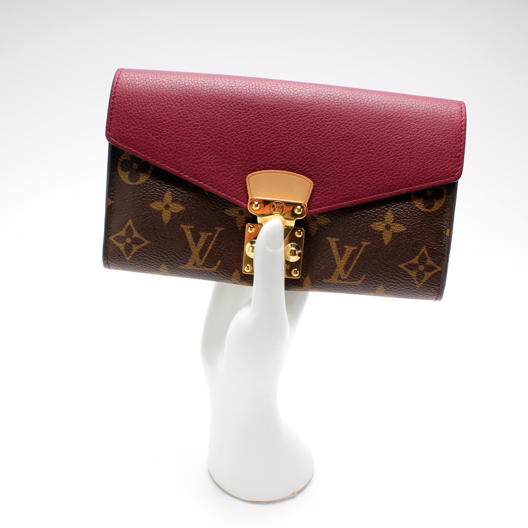 Louis Vuitton Python and Brown Monogram Pallas Long Wallet Gold Hardware, 2018 (Like New), Womens Handbag