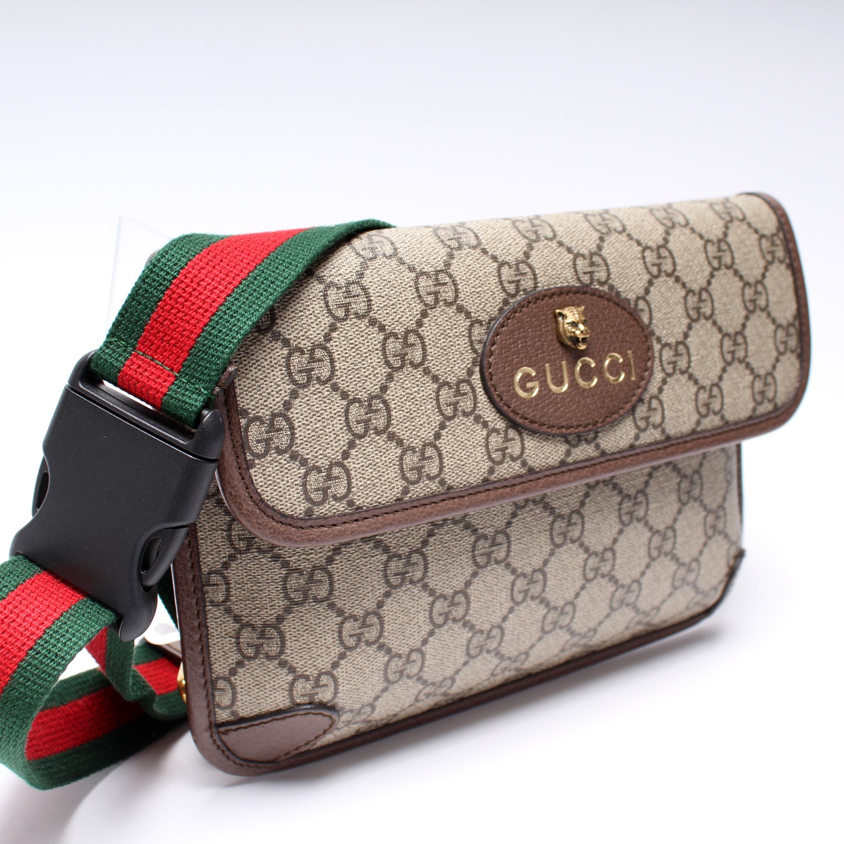Gucci Brown GG Supreme Canvas and Leather Neo Vintage Web Belt Bag