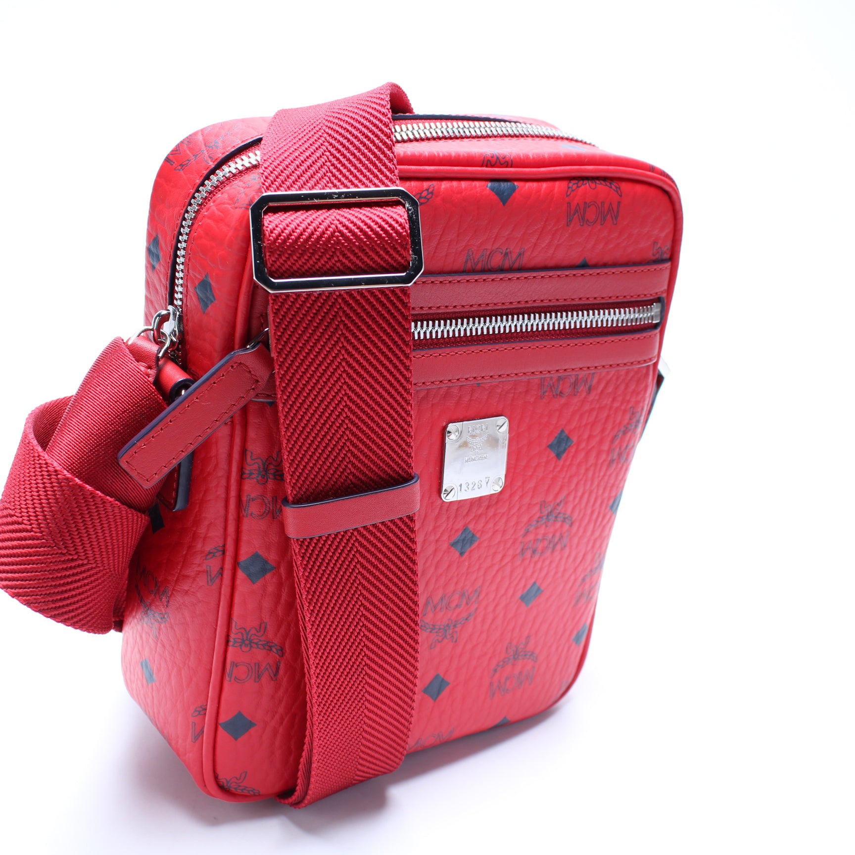 MCM Visetos Mini Crossbody Bag in Red