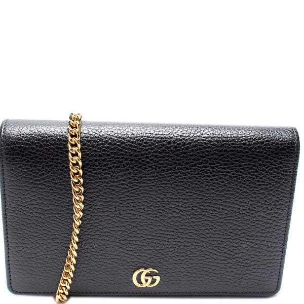 GG Marmont Leather Mini Chain Bag, Black