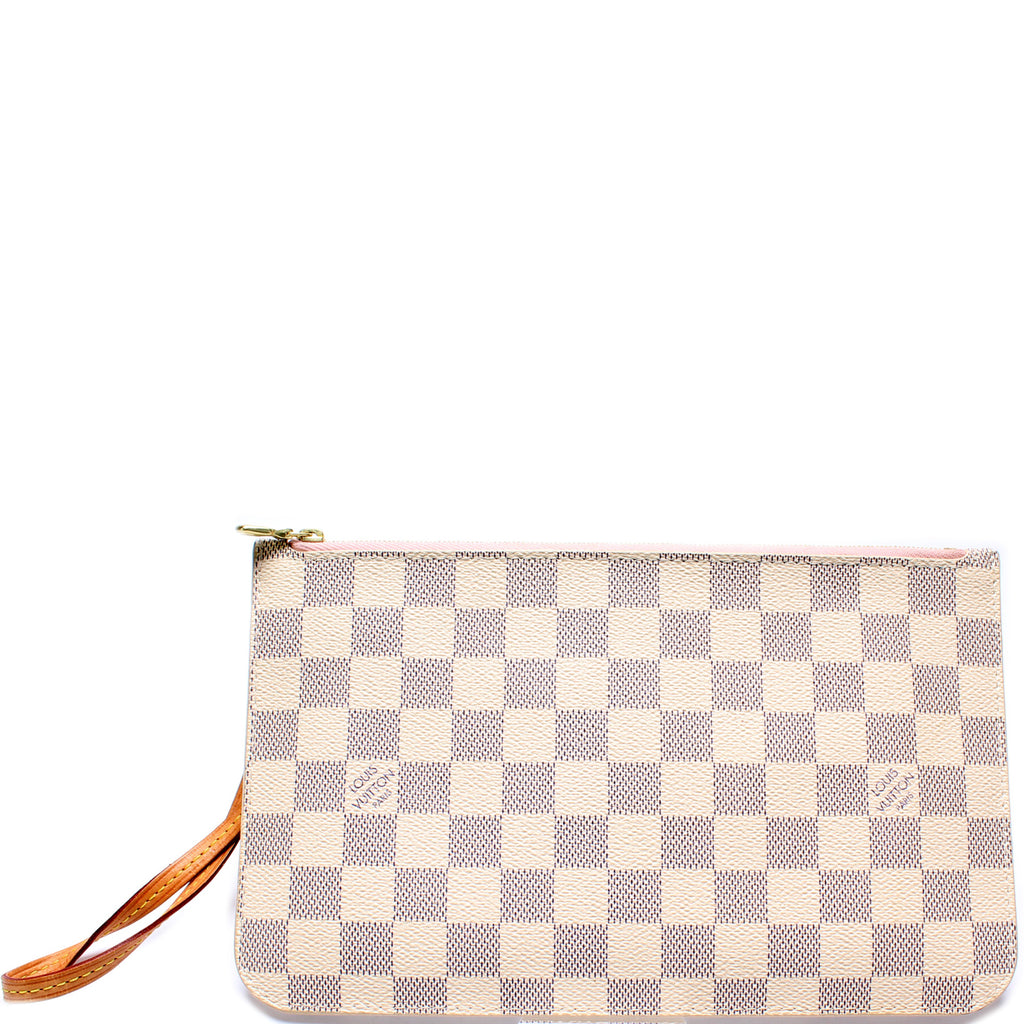 Louis Vuitton Neverfull Wristlet Pochette Damier Azur Clutch