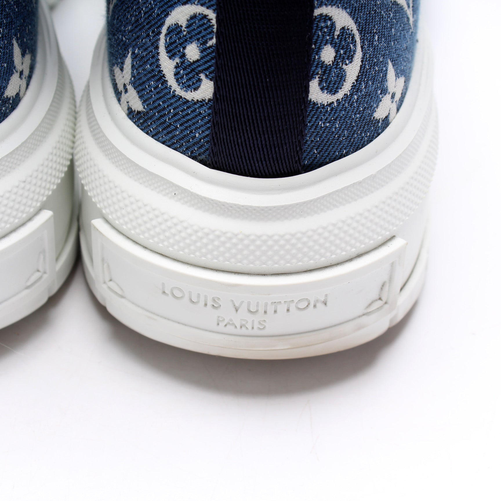 Louis Vuitton Denim Monogram Squad Sneaker Boots 35.5 Marine