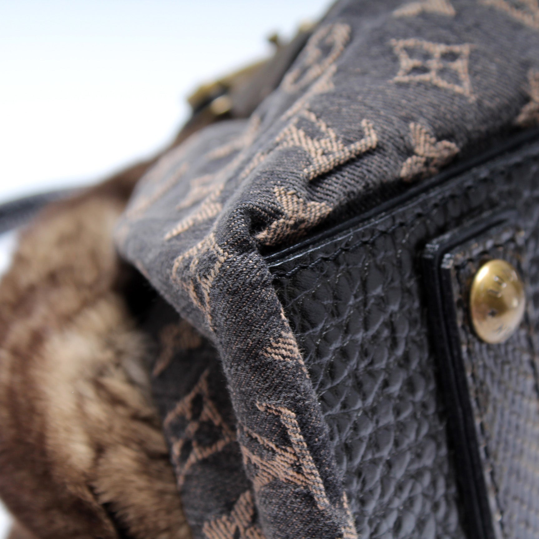 Louis Vuitton Limited Edition Chinchilla Denim Demi Lune Bag – Bagaholic