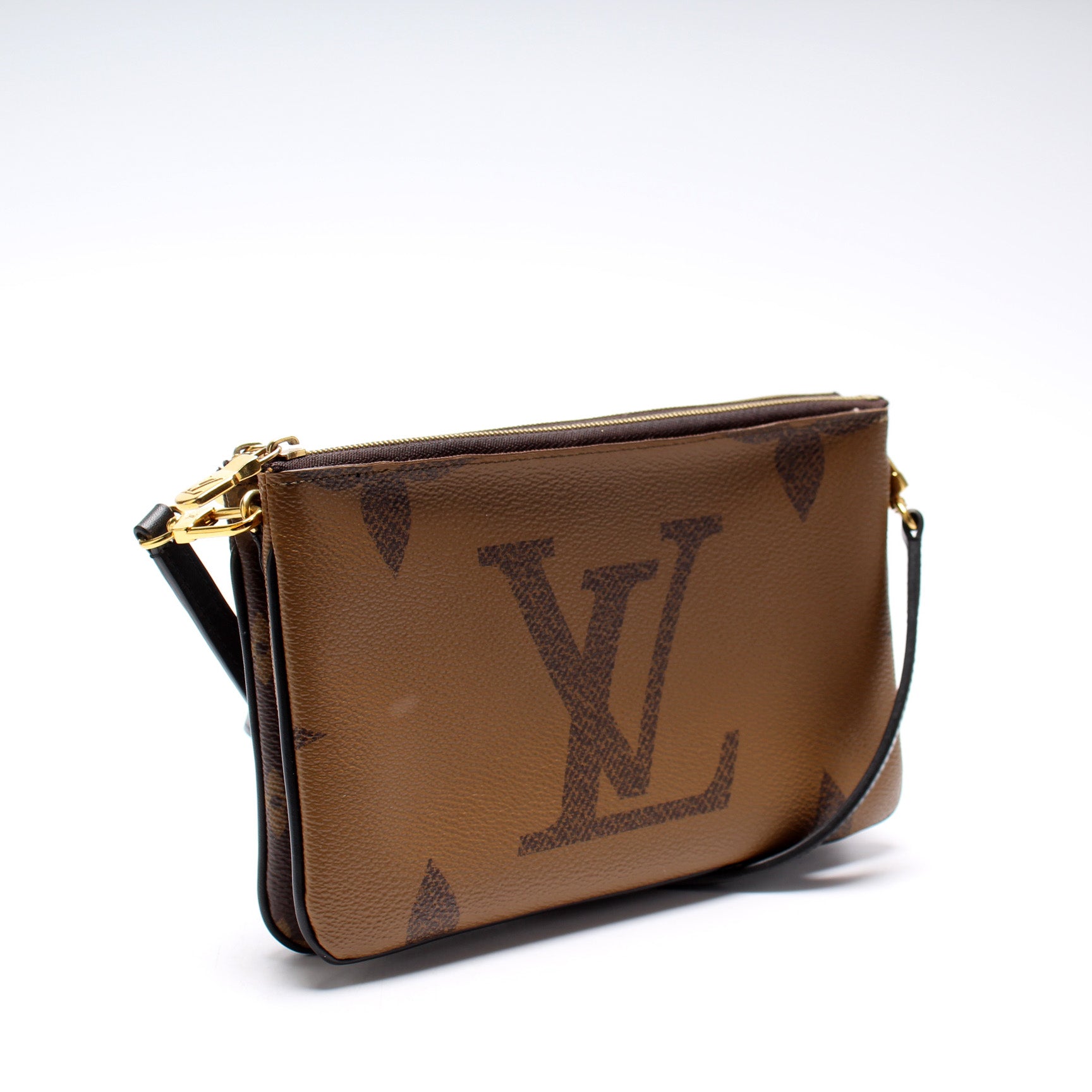 Louis Vuitton Monogram Giant Reverse Double Zip Pochette - Brown