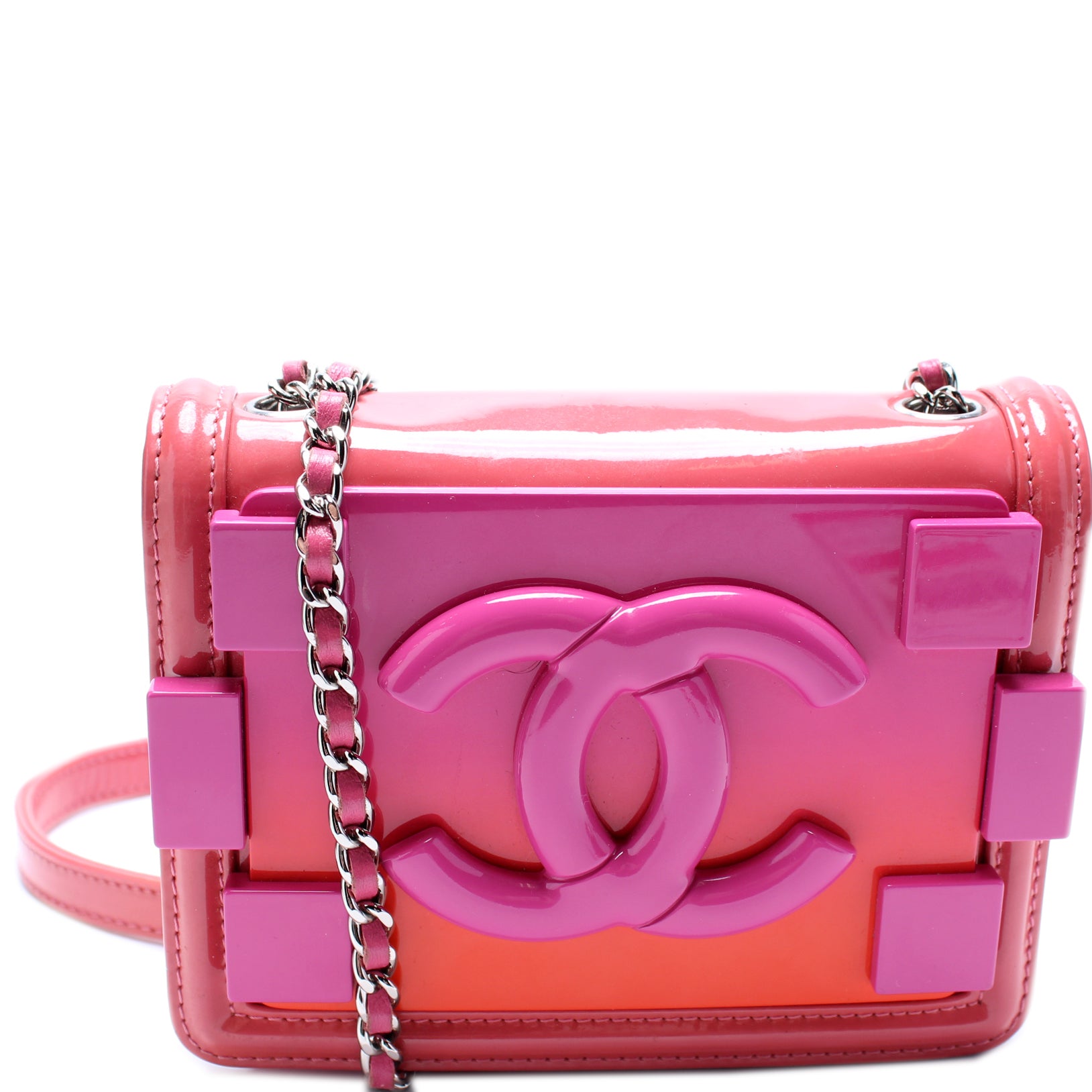 Chanel Lego Brick Bag, Bright Pink with Silver Hardware, Preowned in  Dustbag WA001