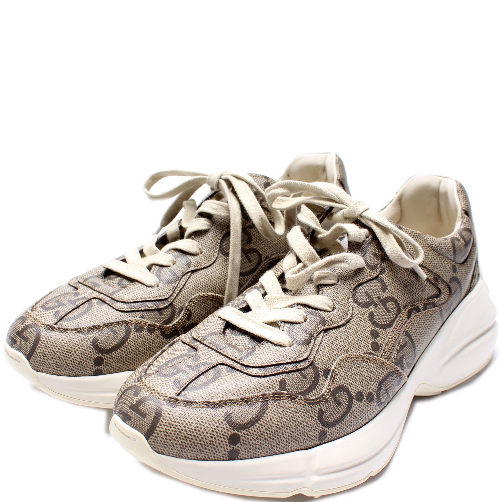 New Gucci Sneakers, Monogram GG Canvas Leather Brown, 75% off