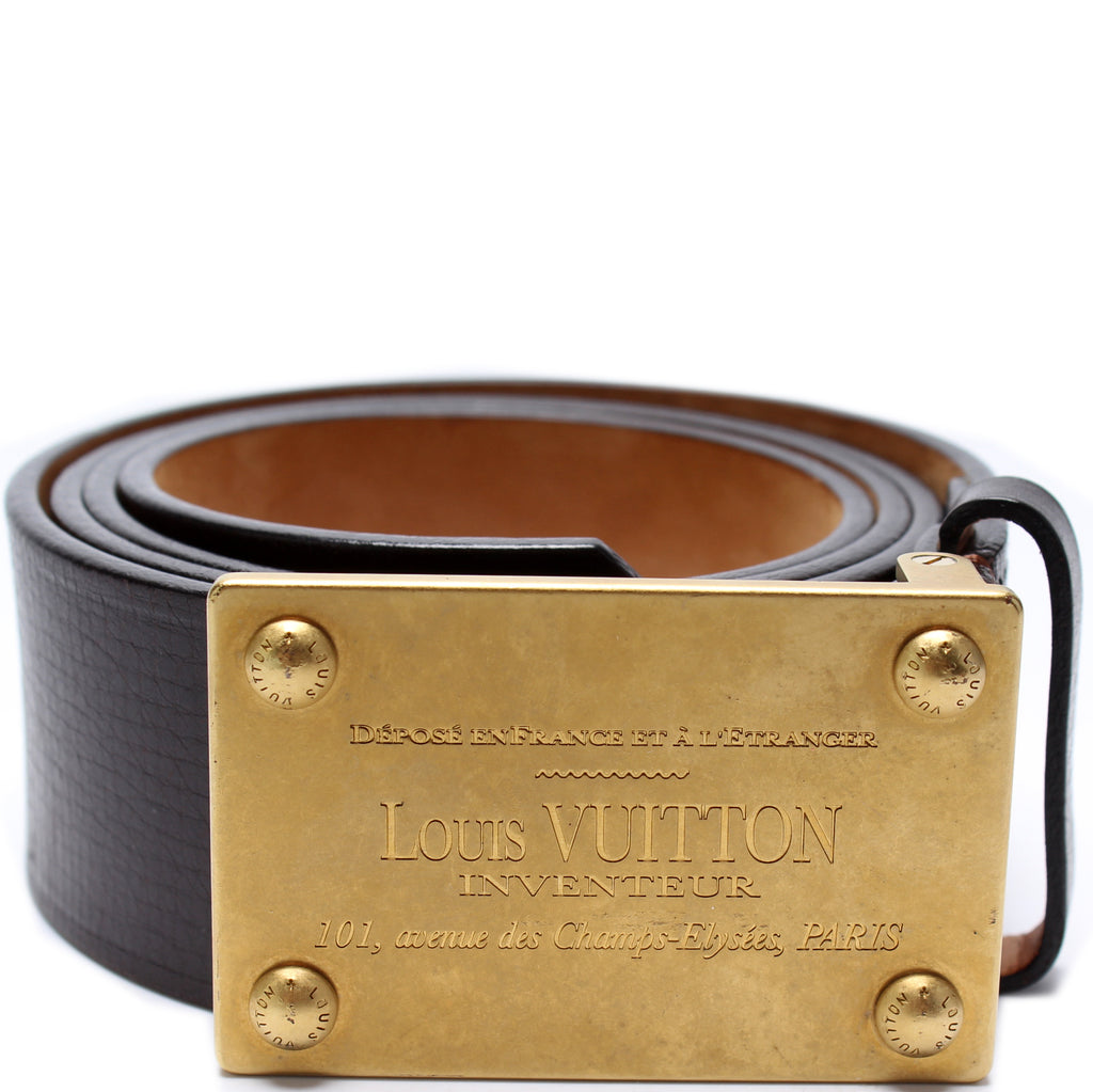 Louis Vuitton Monogram Canvas Inventeur Buckle Belt 85cm