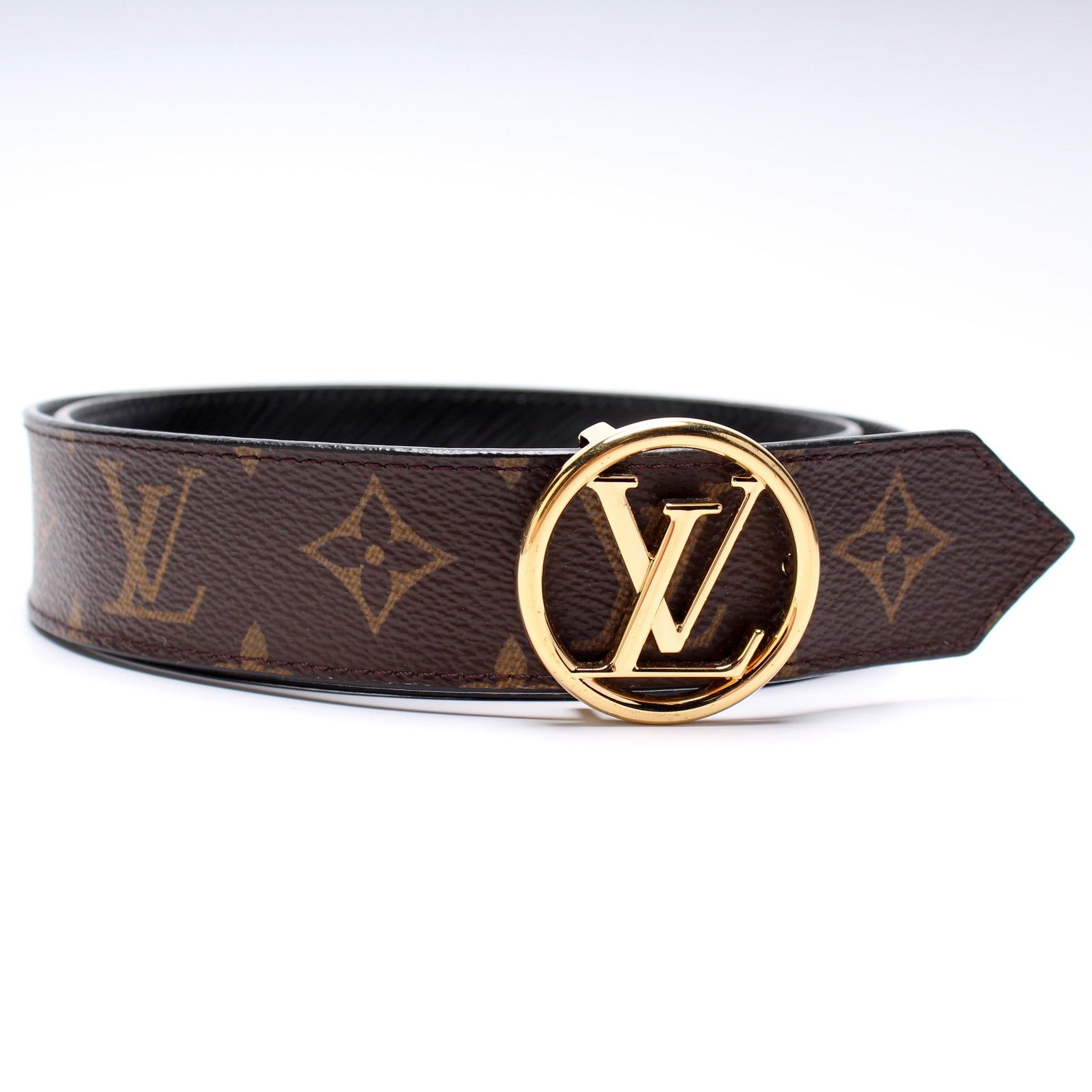 Authentic Louis Vuitton Reversible Monogram LV Buckle Belt Size 80
