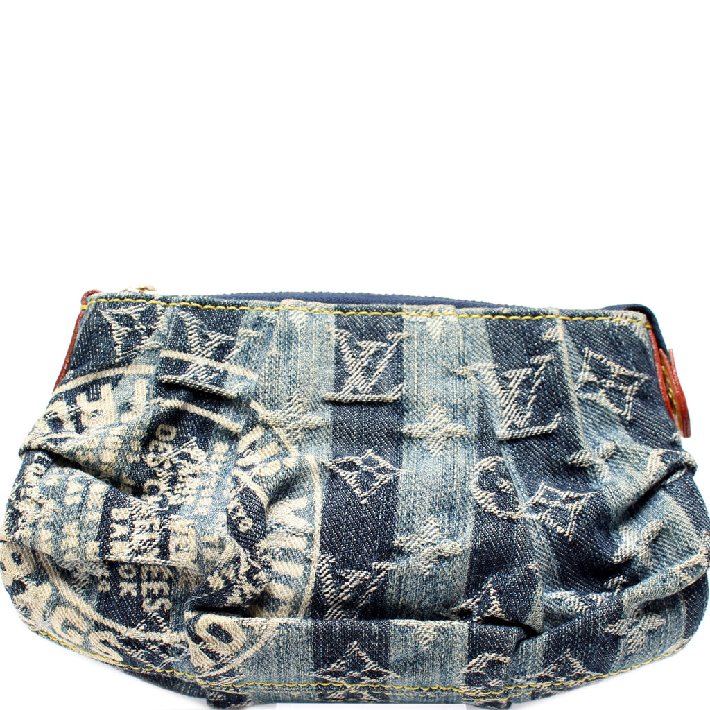 Trousse Raye Cosmetic Pouch Denim Monogram – Keeks Designer Handbags