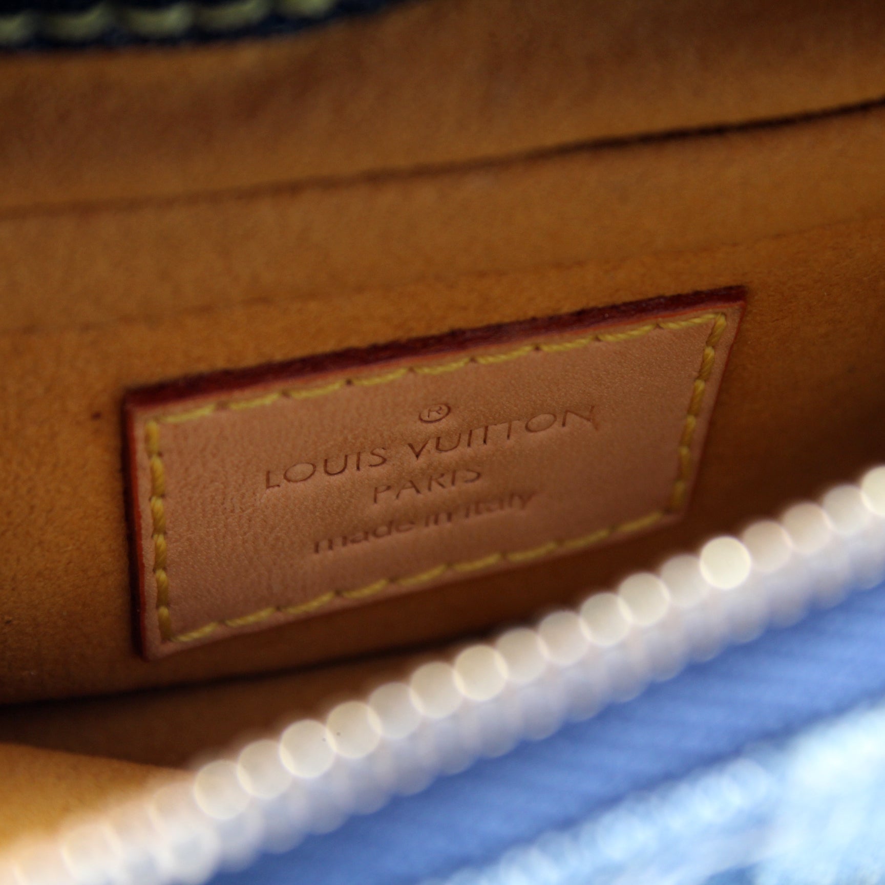 Trousse Raye Cosmetic Pouch Denim Monogram – Keeks Designer Handbags