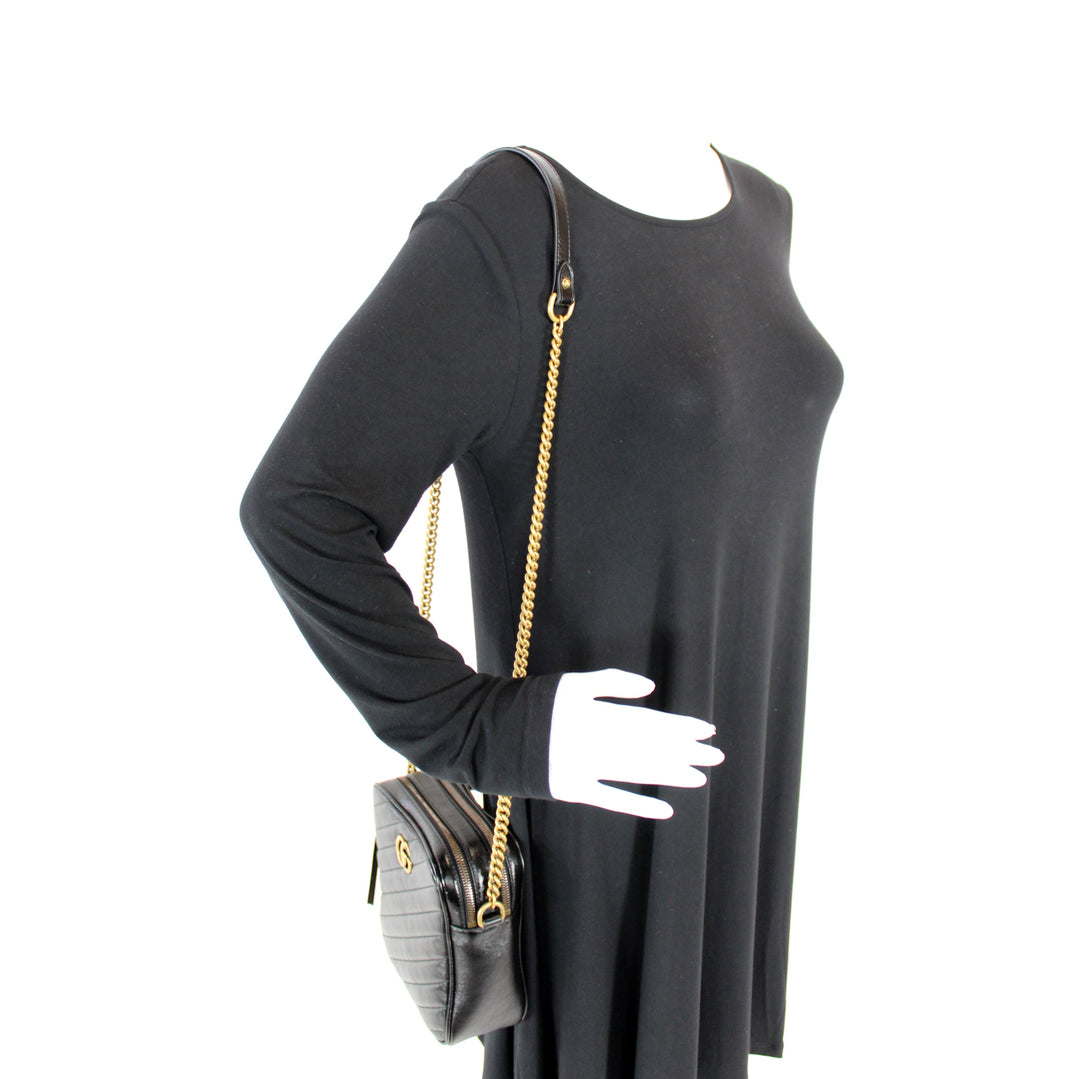 550155 GG Marmont Double Zip Shoulder Bag
